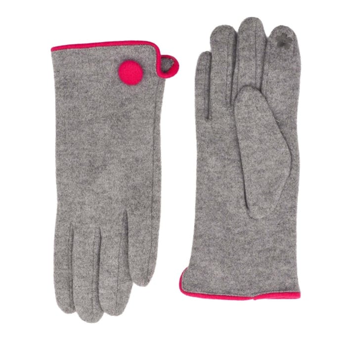 Grey Button Detail Gloves - 4005412