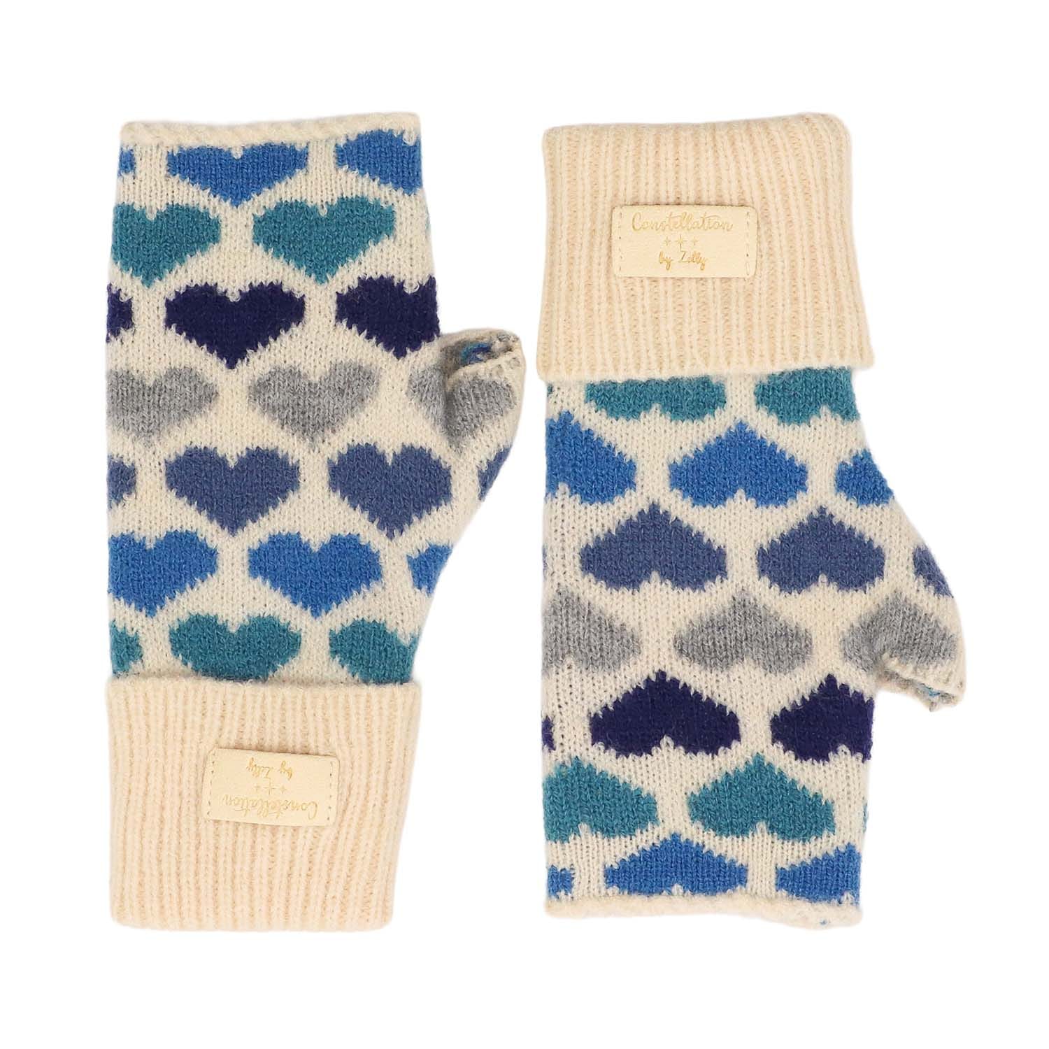 Blue Hearts Fingerless Gloves - 4006002