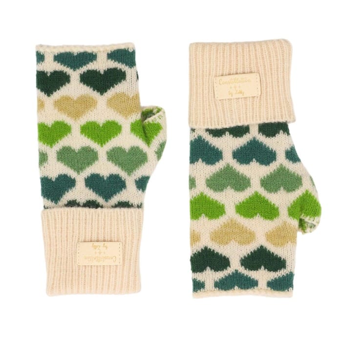 Green Hearts Fingerless Gloves - 4006008