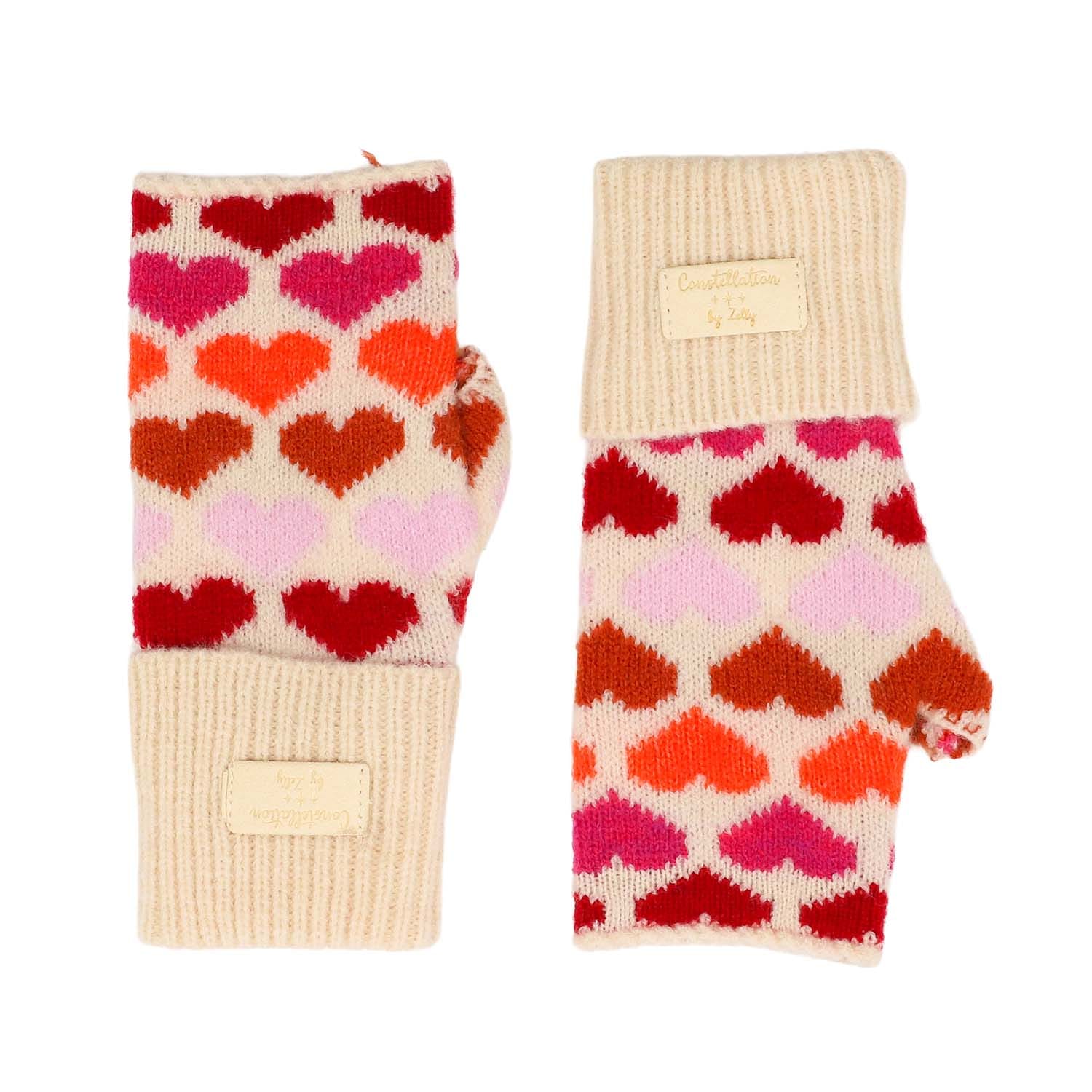 Pink Hearts Fingerless Gloves - 4006009