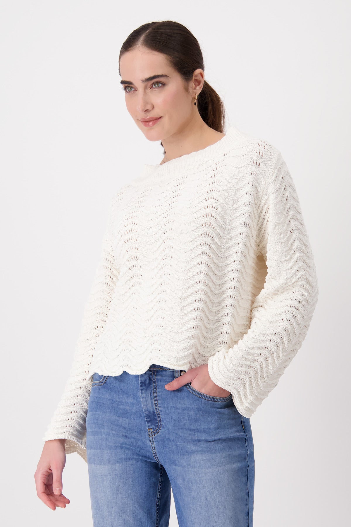 Off White Boat Neck Sweater - 408431
