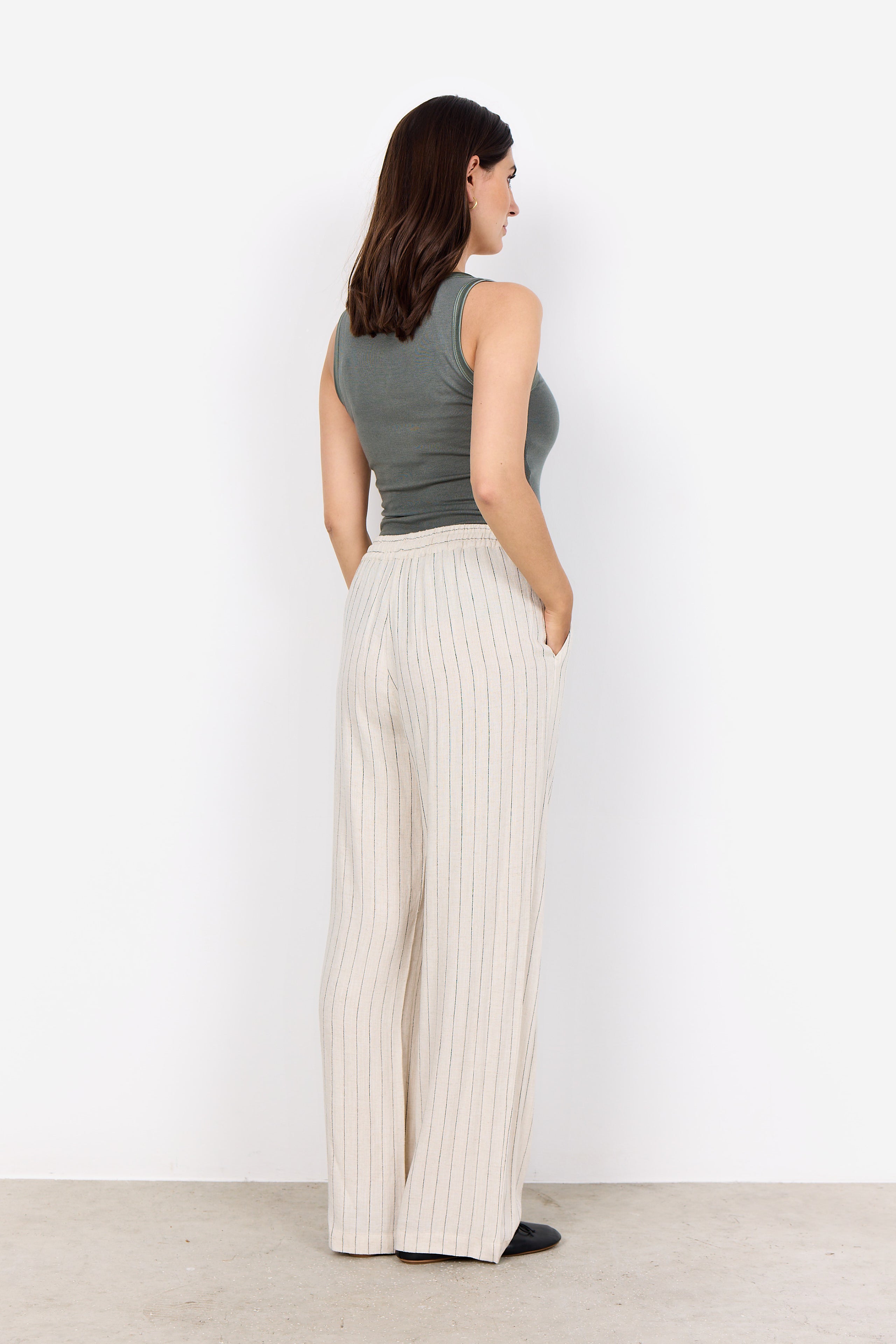 Poula 2 Cream Stripe Trousers - 41088