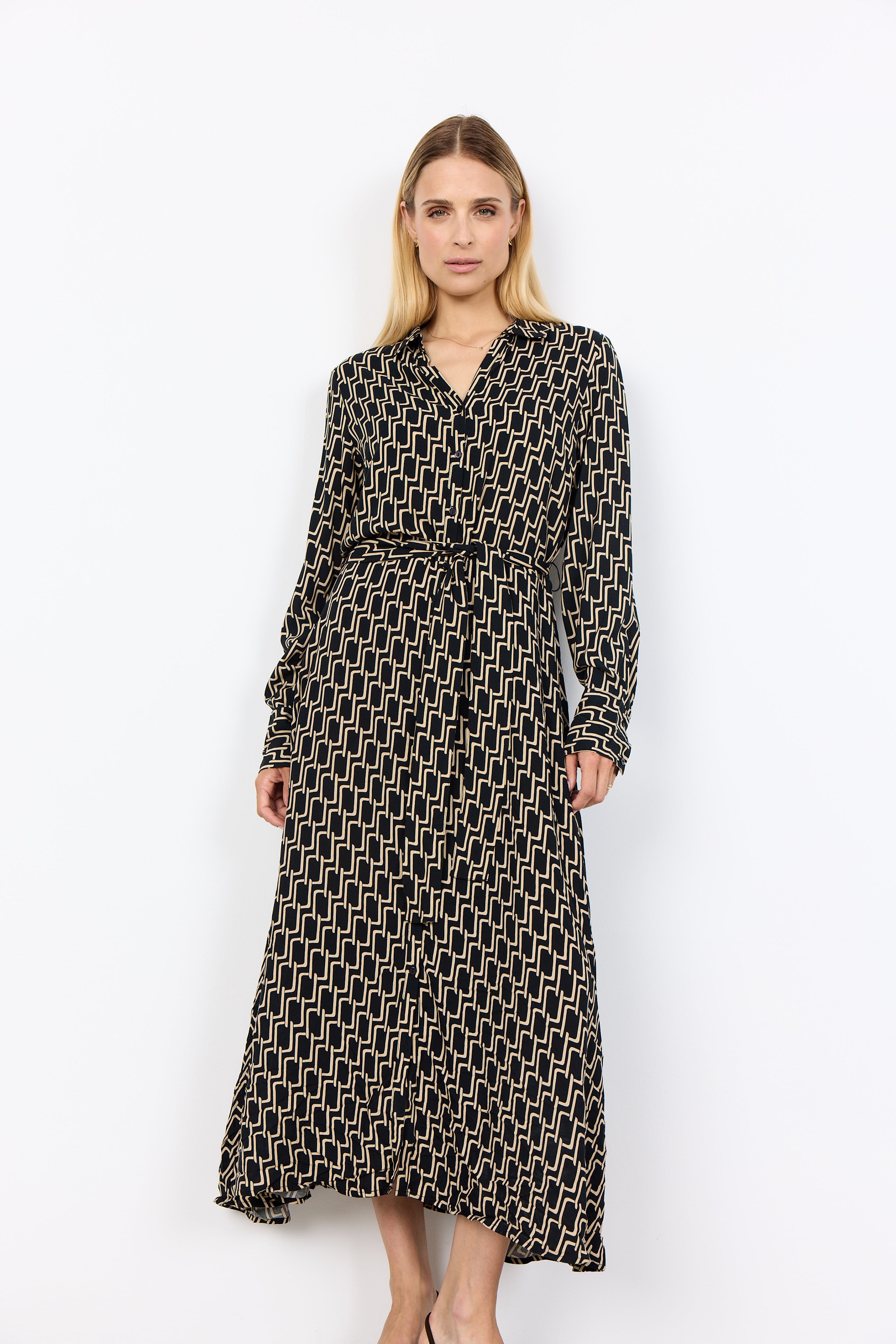 Varla 3 Black Geometric Print Dress - 41374