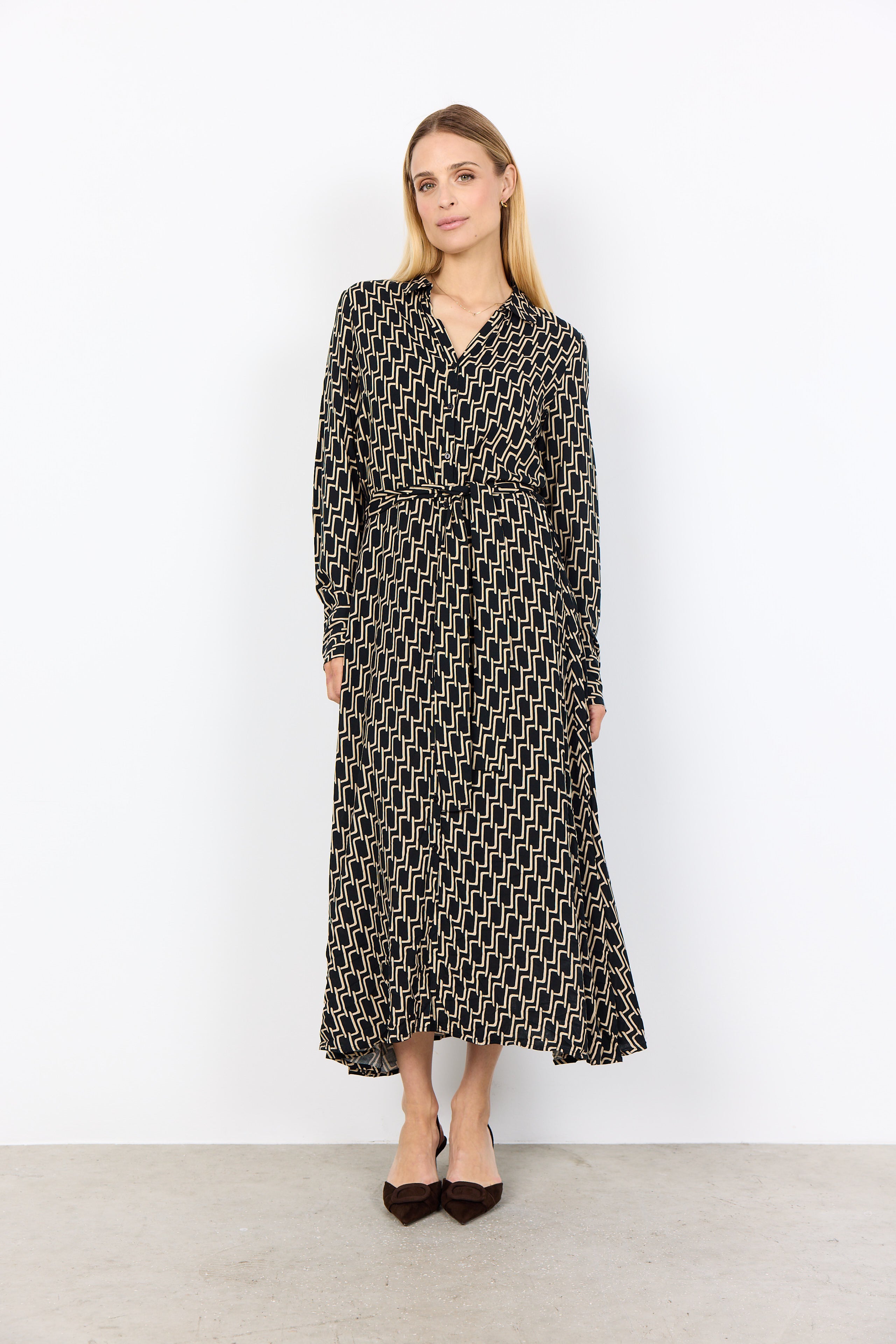 Varla 3 Black Geometric Print Dress - 41374