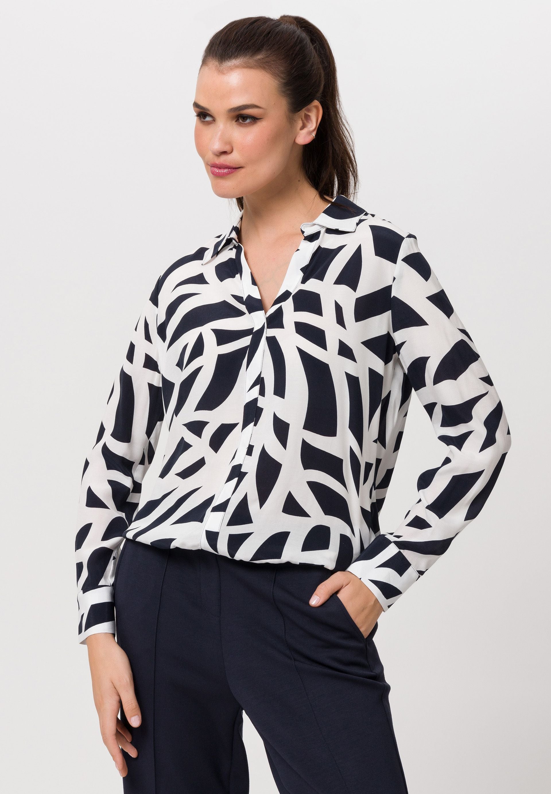 Navy Print Blouse - 424113