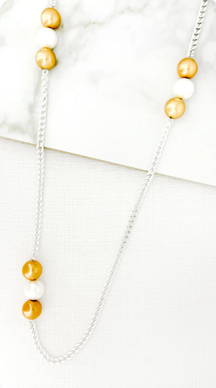 Silver Long Necklace - 4307