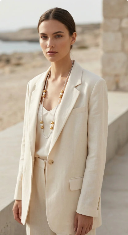 Silver Long Necklace - 4307