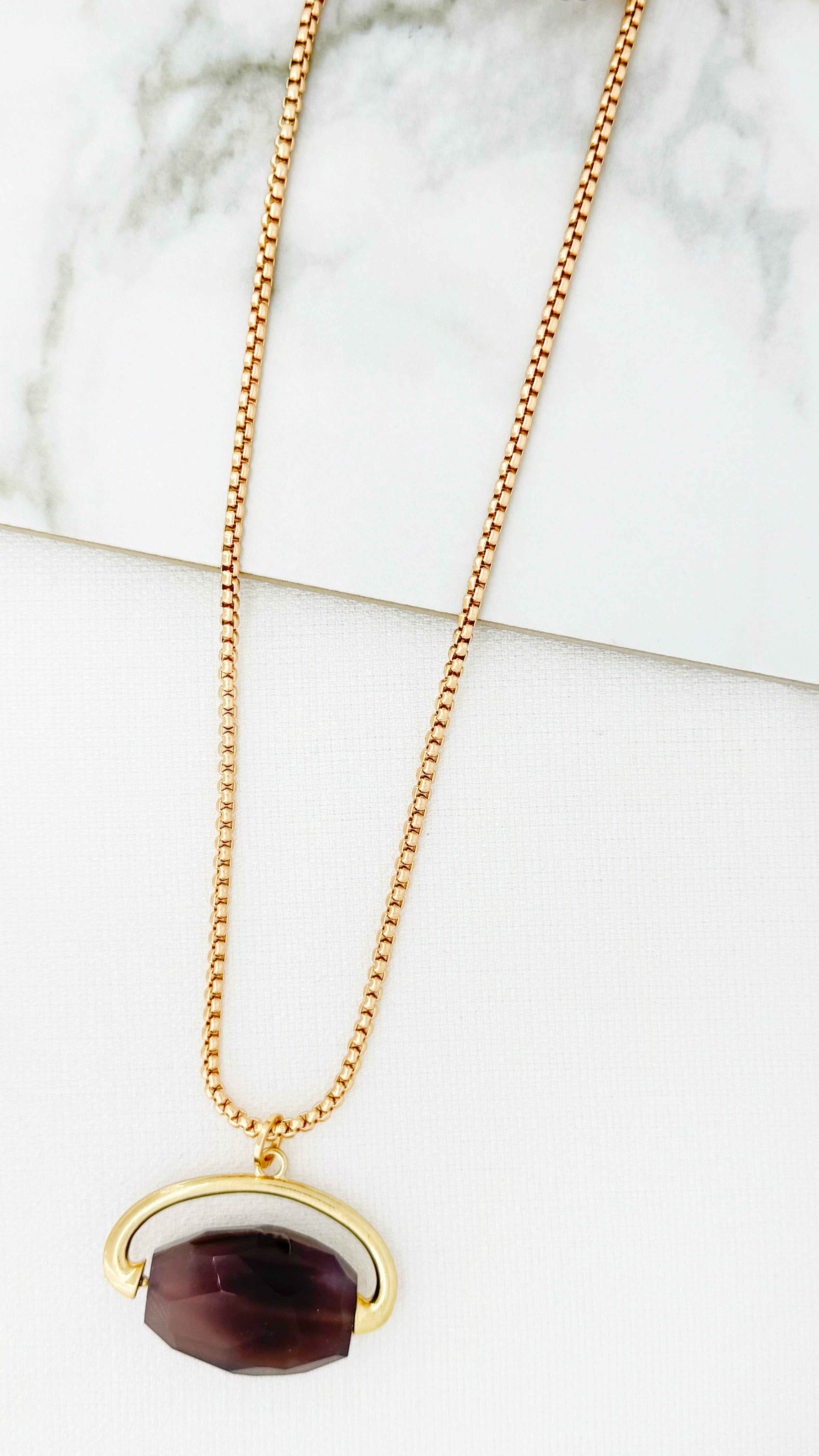 Long Gold Pendant Necklace - 4512