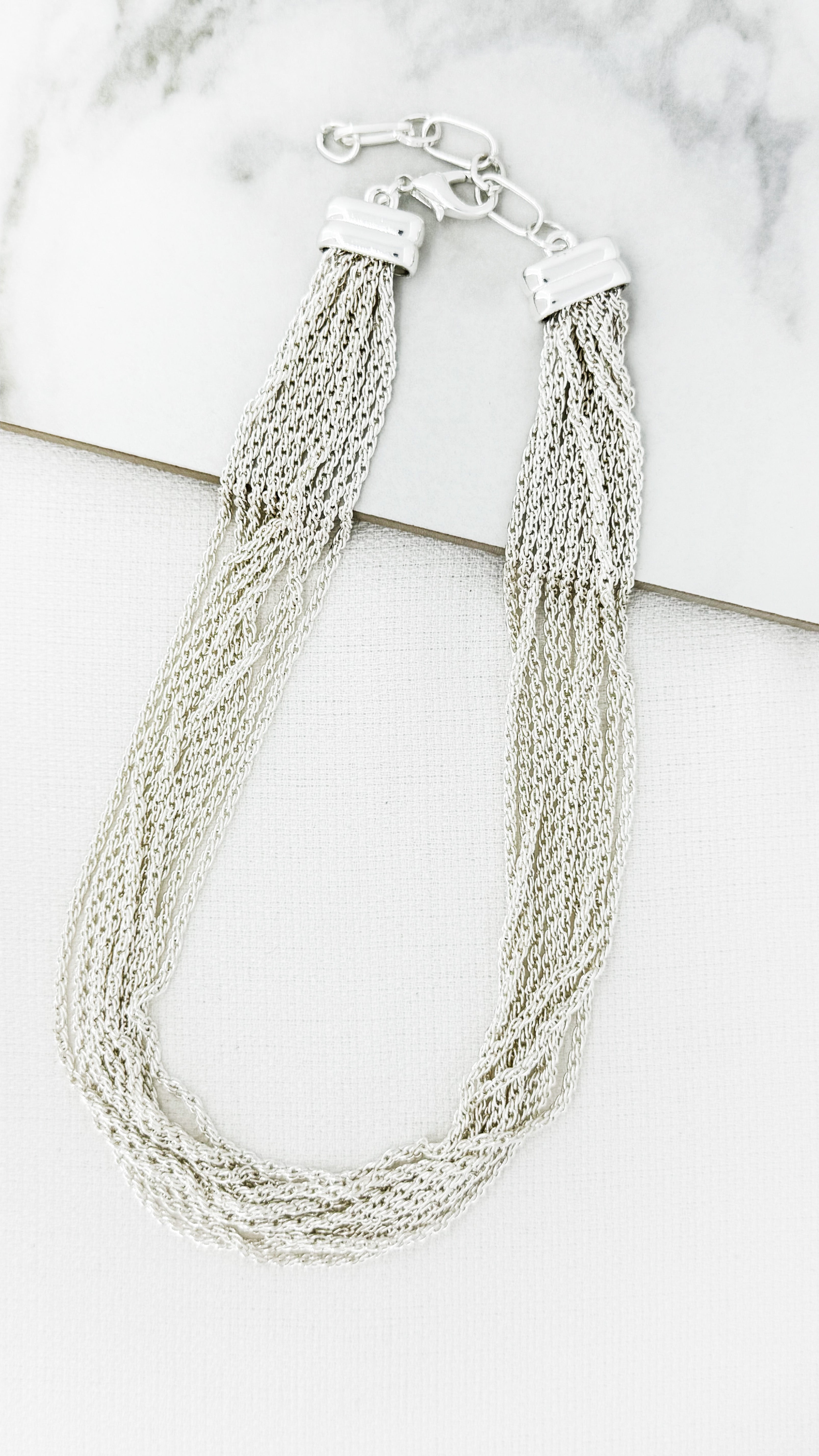 Silver Multi Chain Necklace - 4543