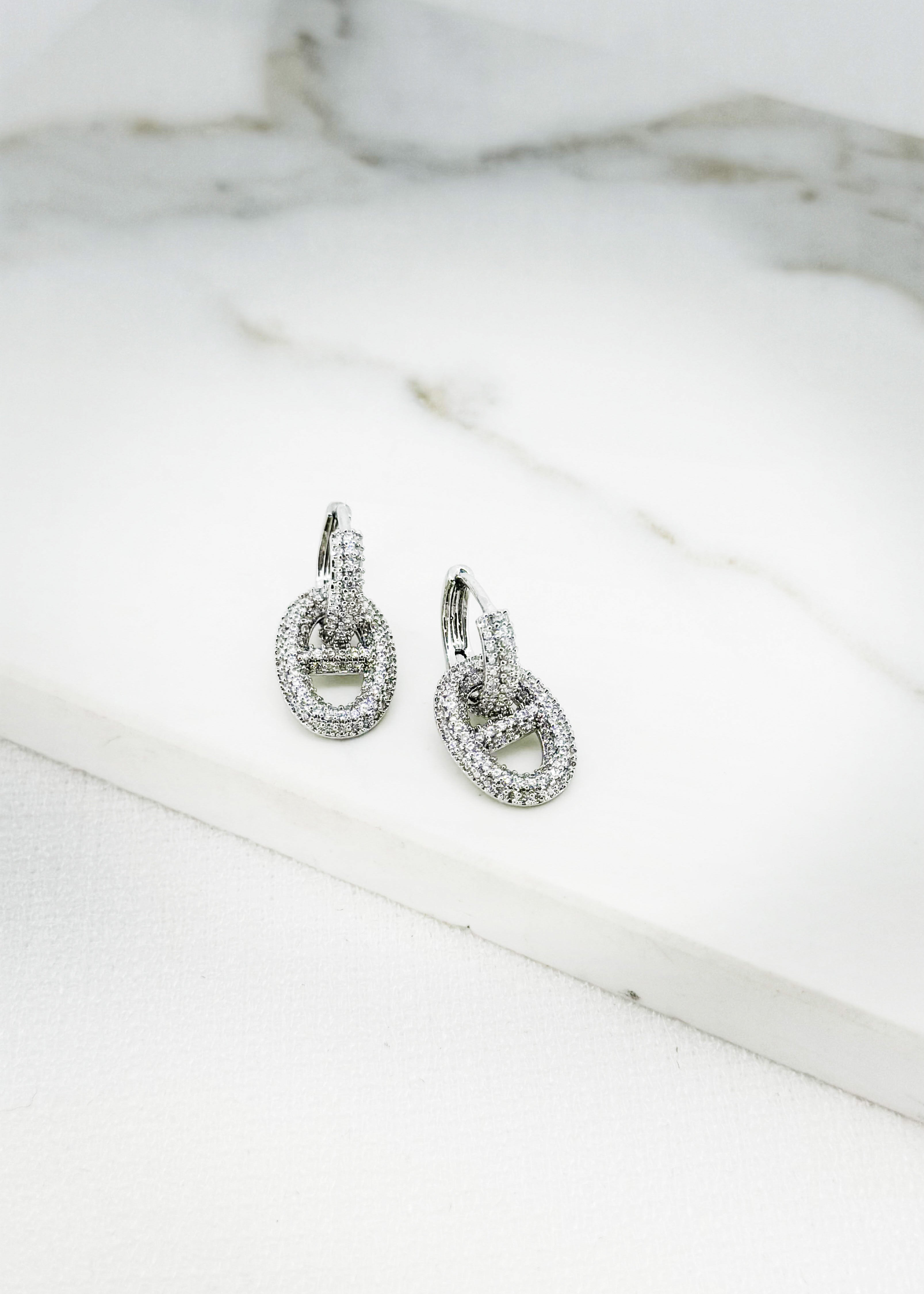 Silver Diamante Earrings - 4631
