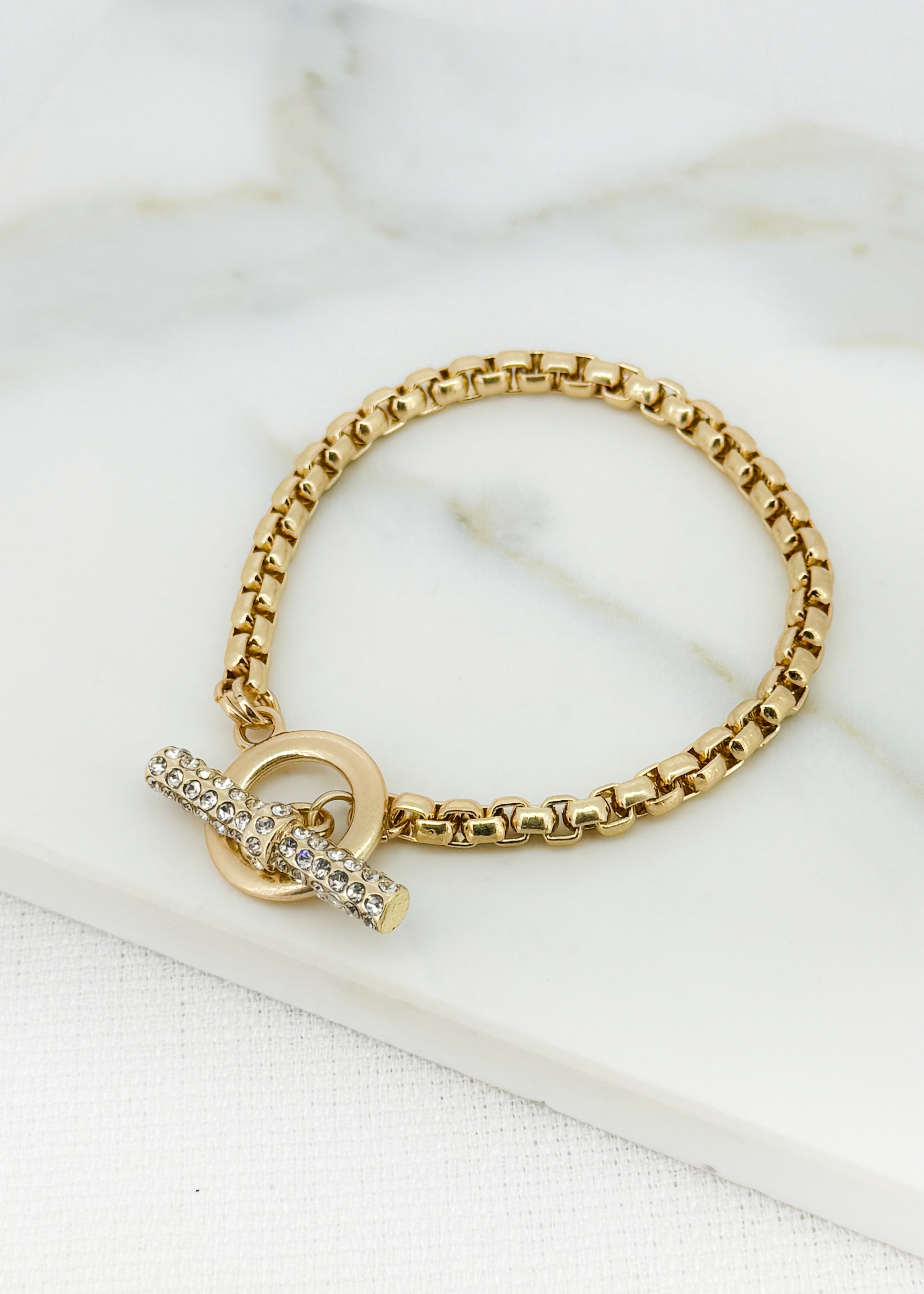 Gold Diamante T-Bar Bracelet - 4640