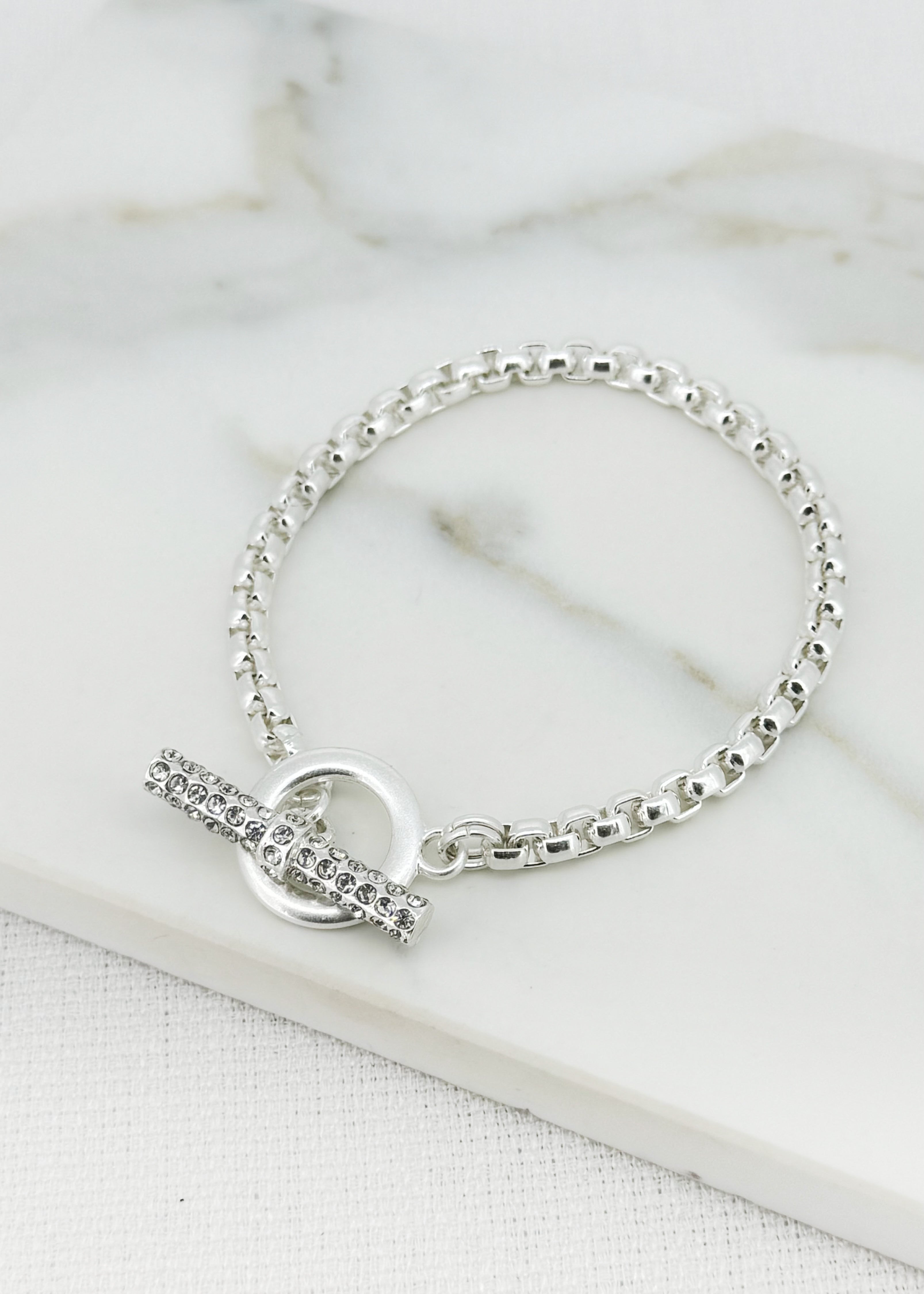 Silver Diamante T-Bar Bracelet - 4640