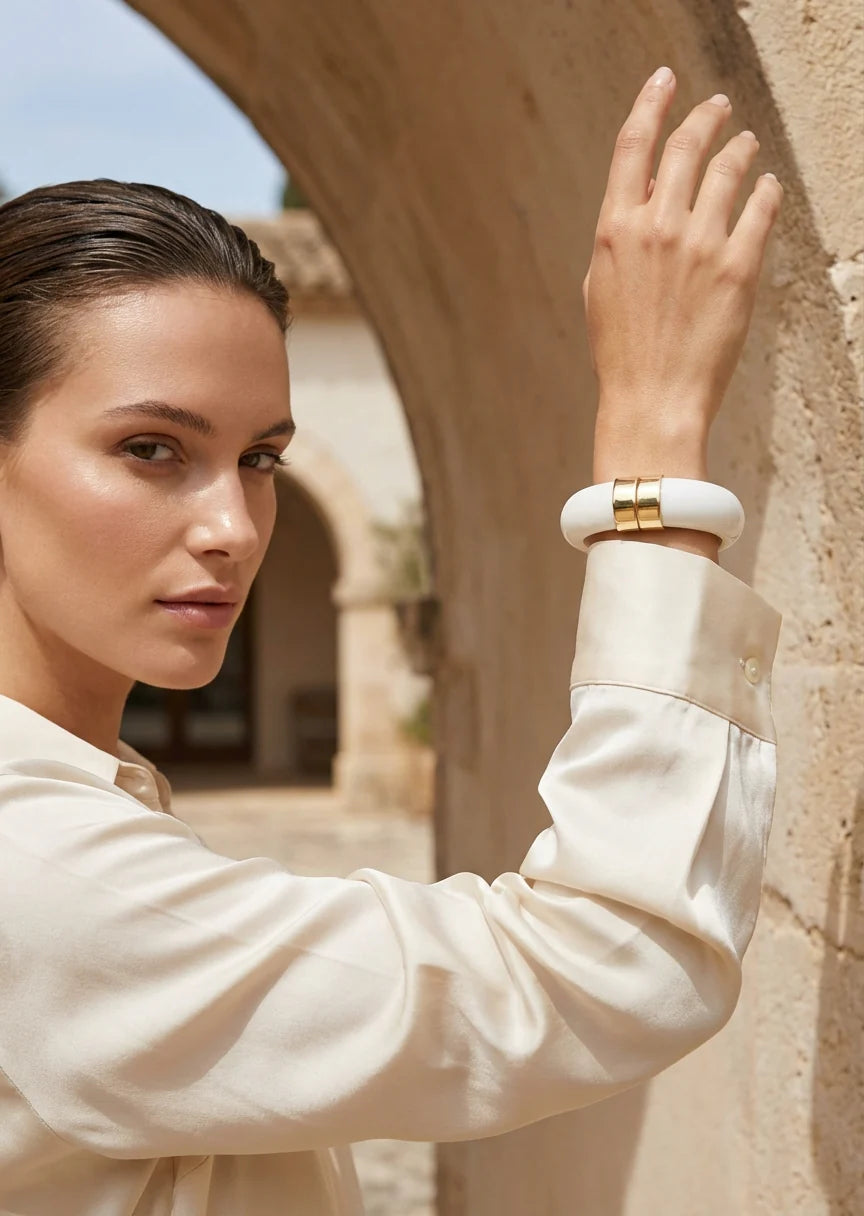 White Resin Bangle - 4716