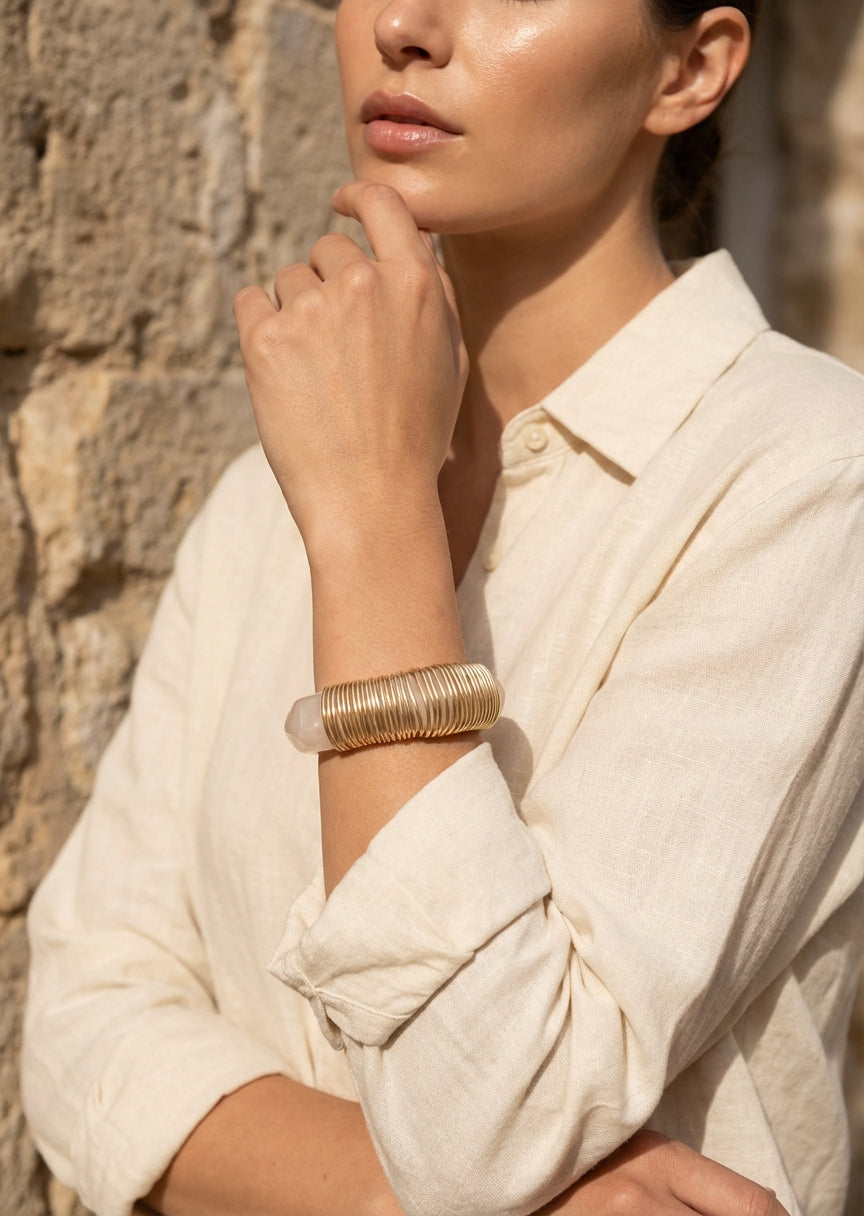 Gold Wrapped Resin Bangle - 4719