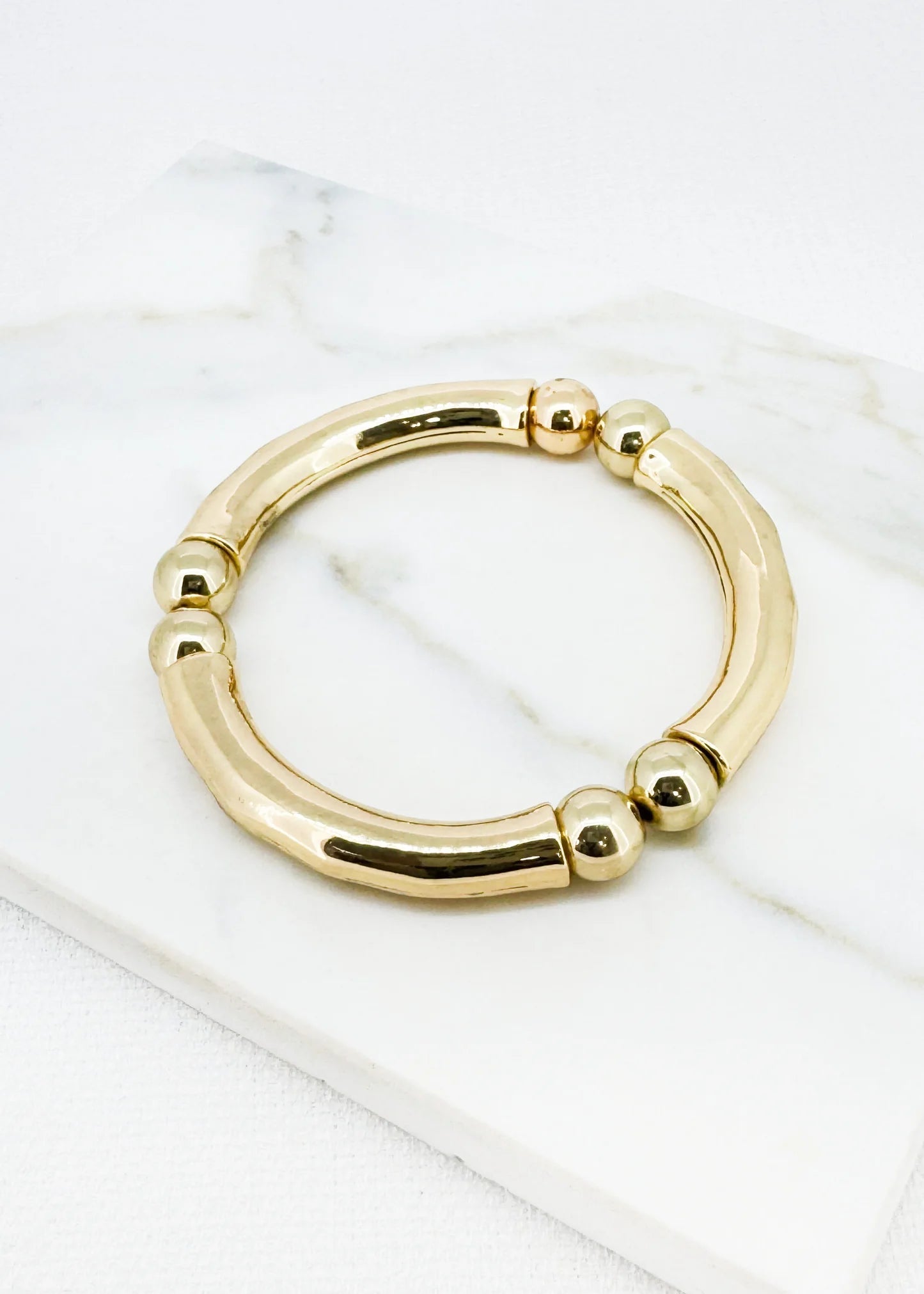 Gold Bar & Ball Stretch Bracelet - 4802