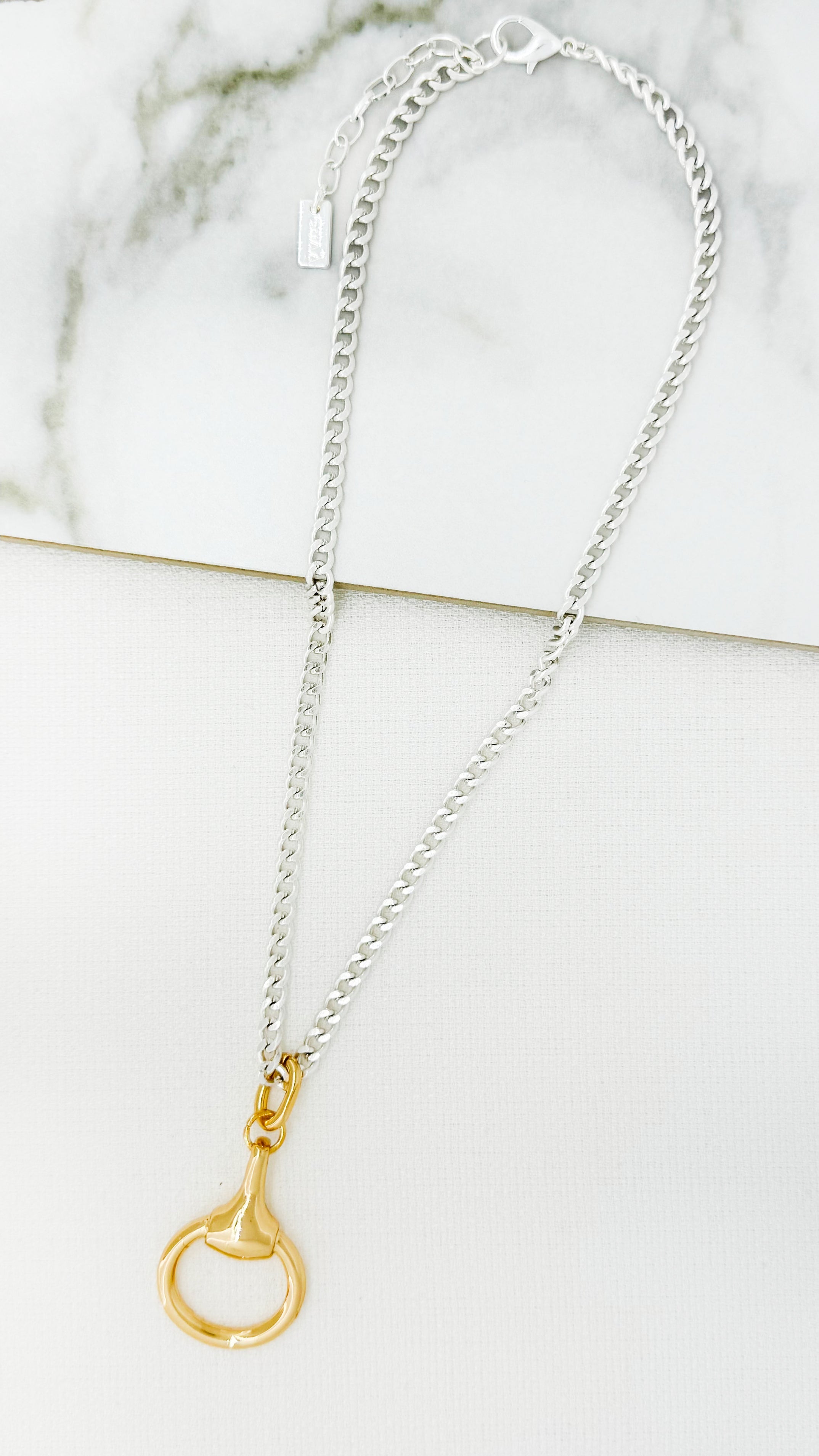 Silver & Gold Pendant Necklace - 4859