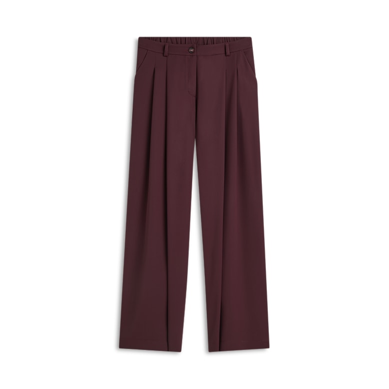 Dark Burgundy Wide Leg Trousers - 4s2872