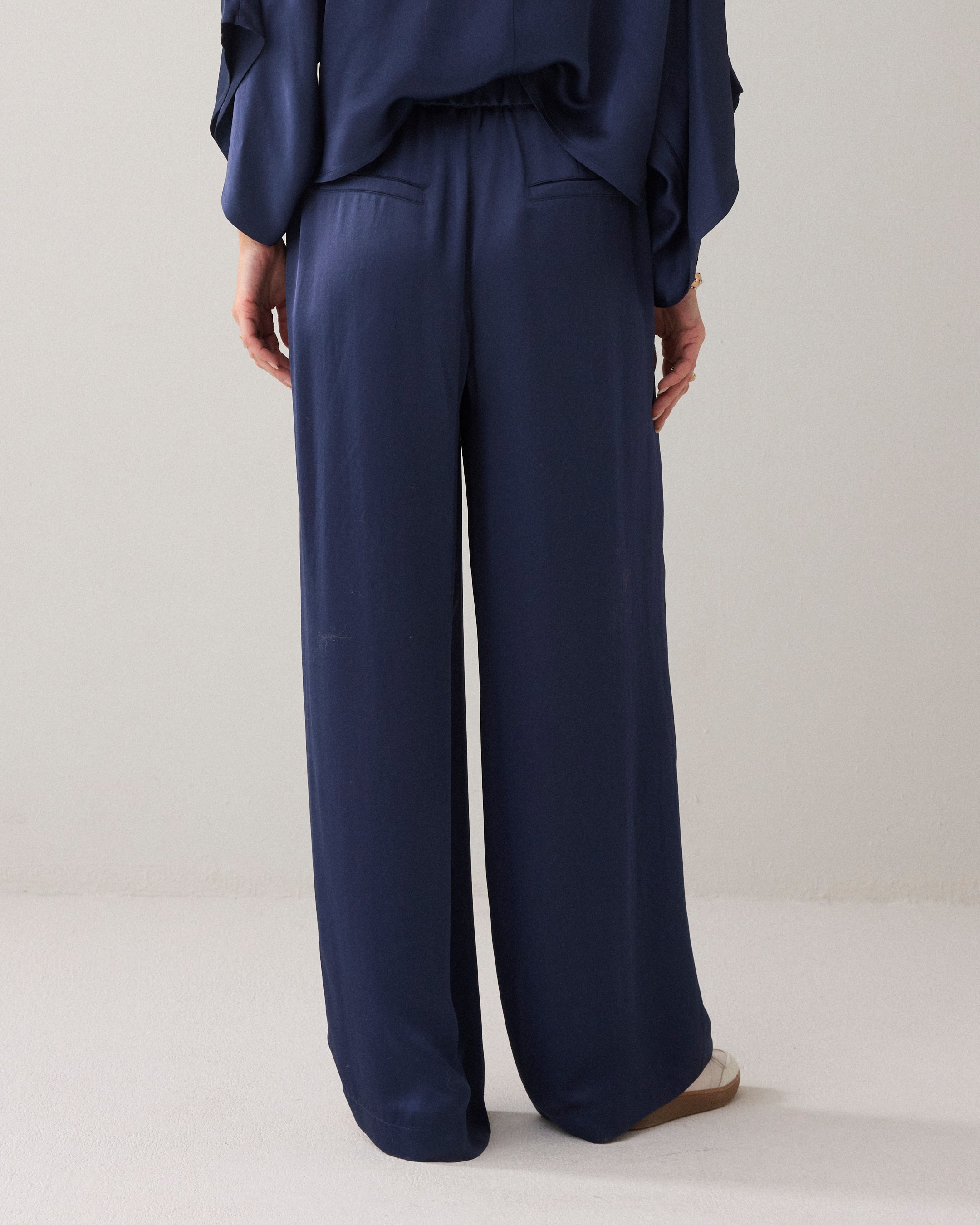 Navy Noir Silky Trousers - 4S2943
