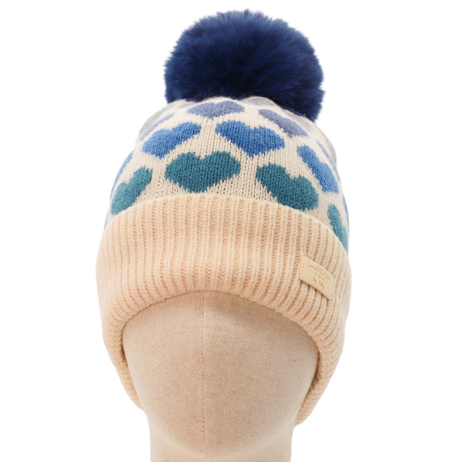 Blue Hearts Pom Pom Hat - 5005202