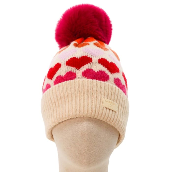 Pink Hearts Pom Pom Hat - 5005209