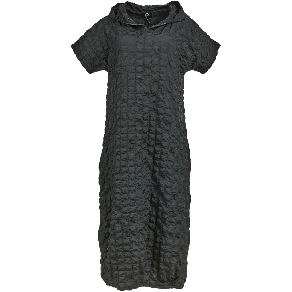 Check Black Hooded Dress - 5043
