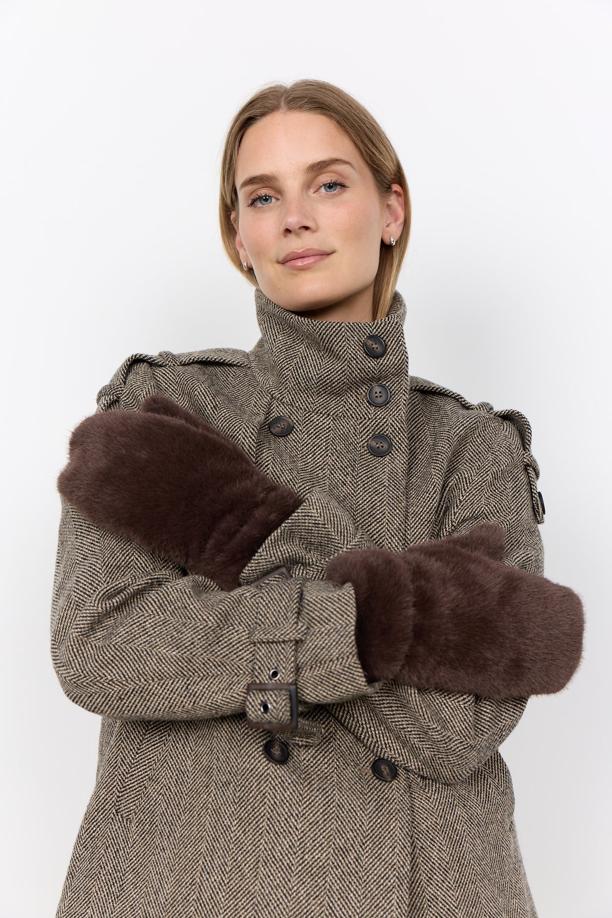 Vendla 1 Chocolate Plum Faux Fur Mittens - 51442