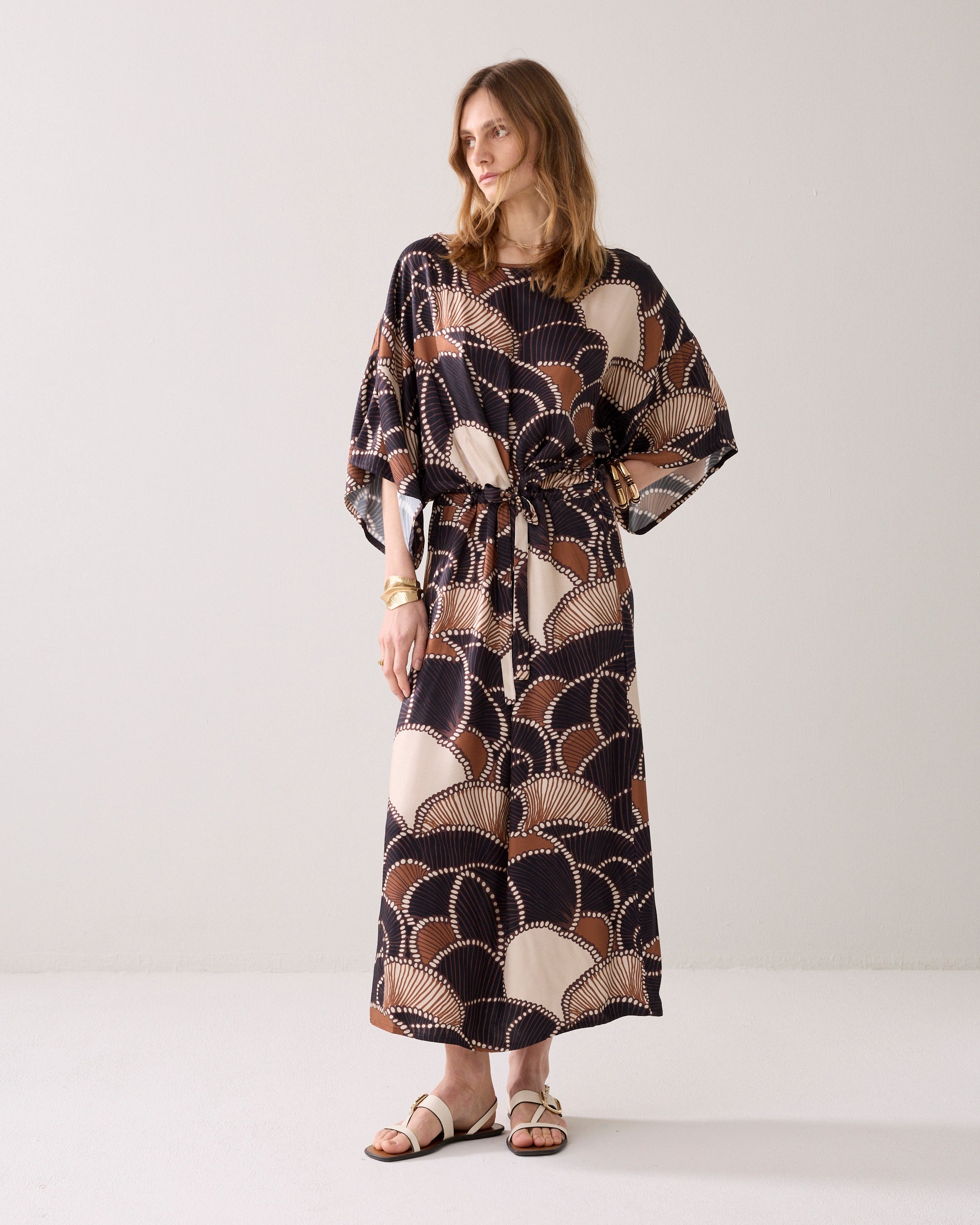 Multi Colour Print Satin Dress - 5S1642