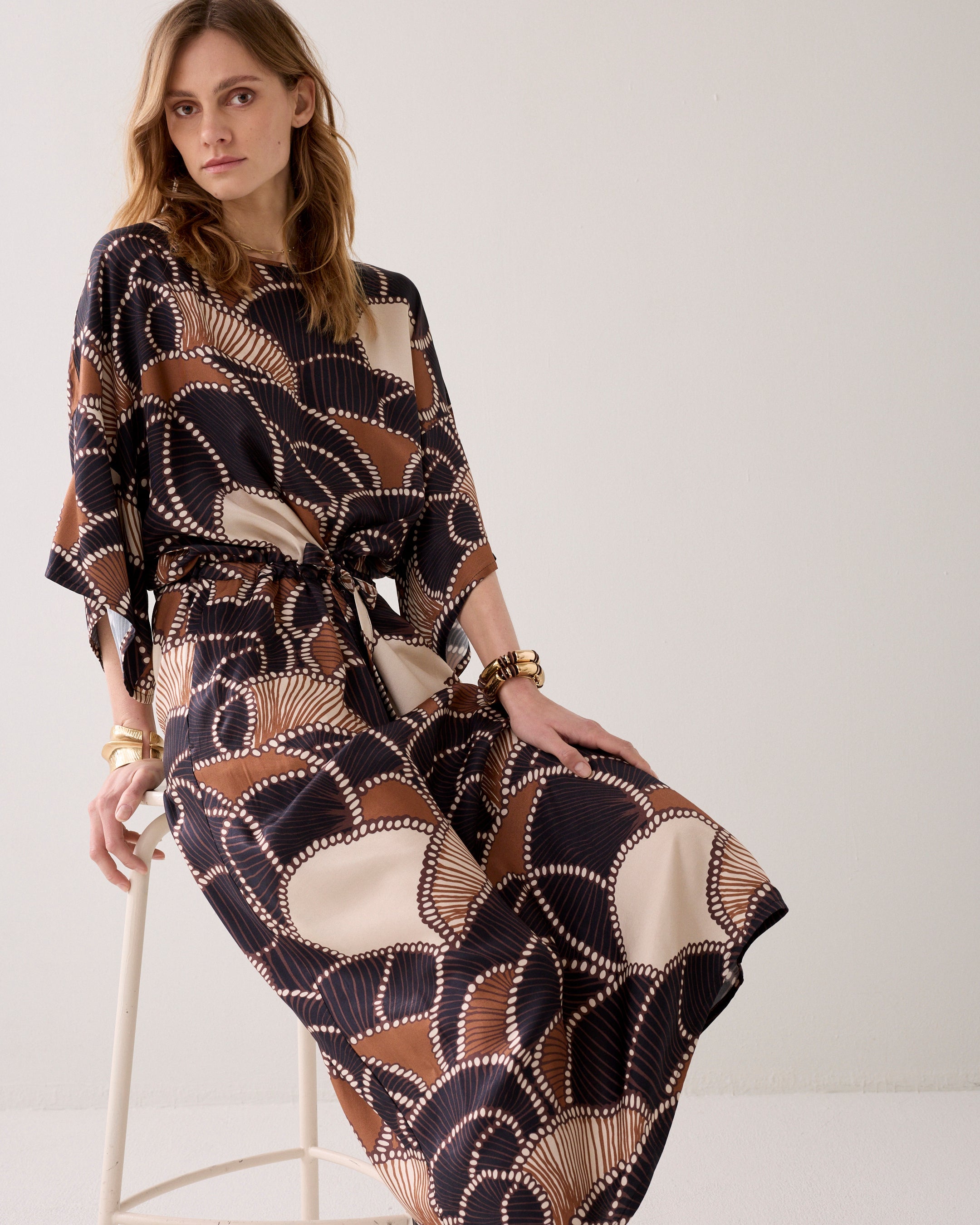 Multi Colour Print Satin Dress - 5S1642