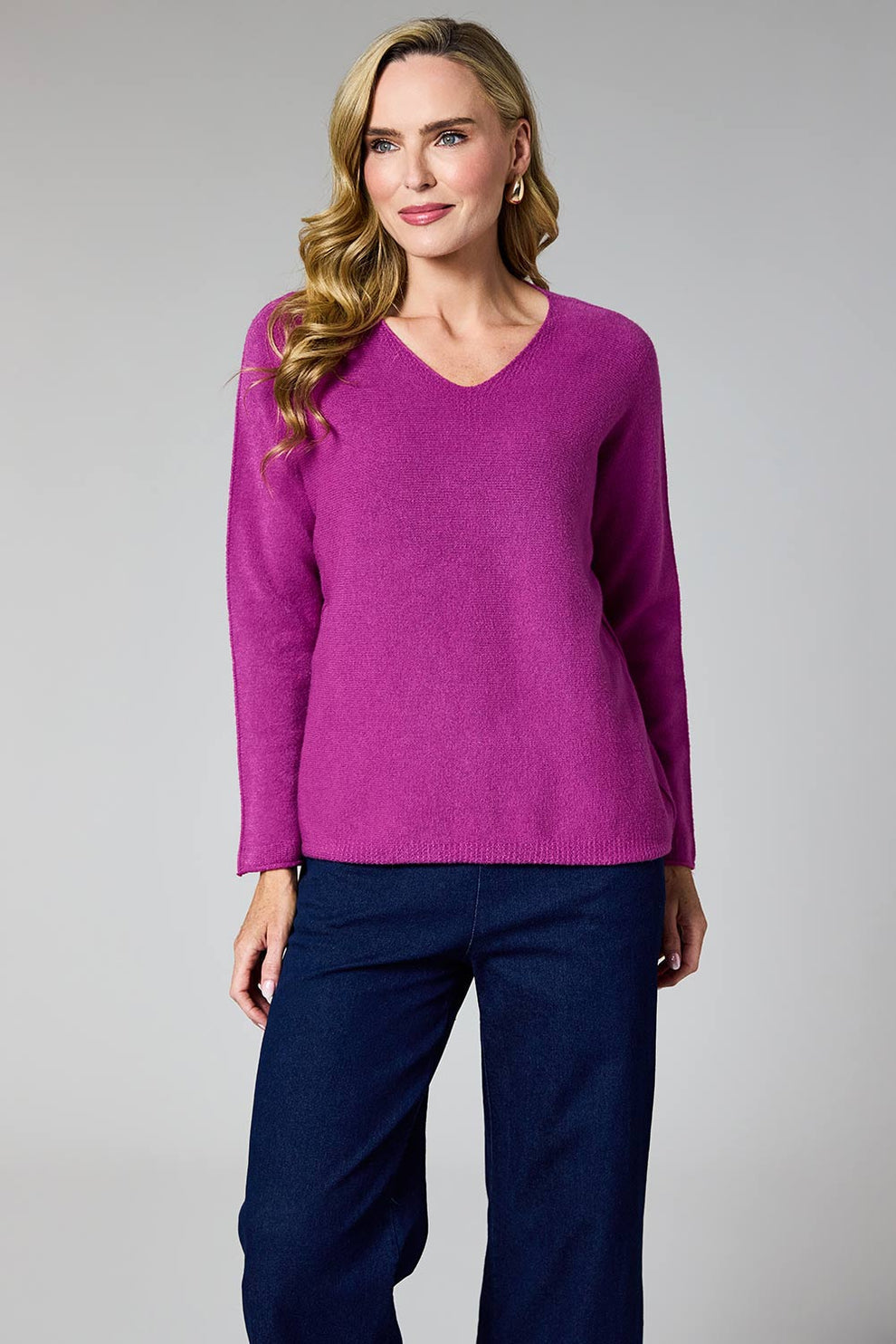 Magenta V Neck Knit - 603