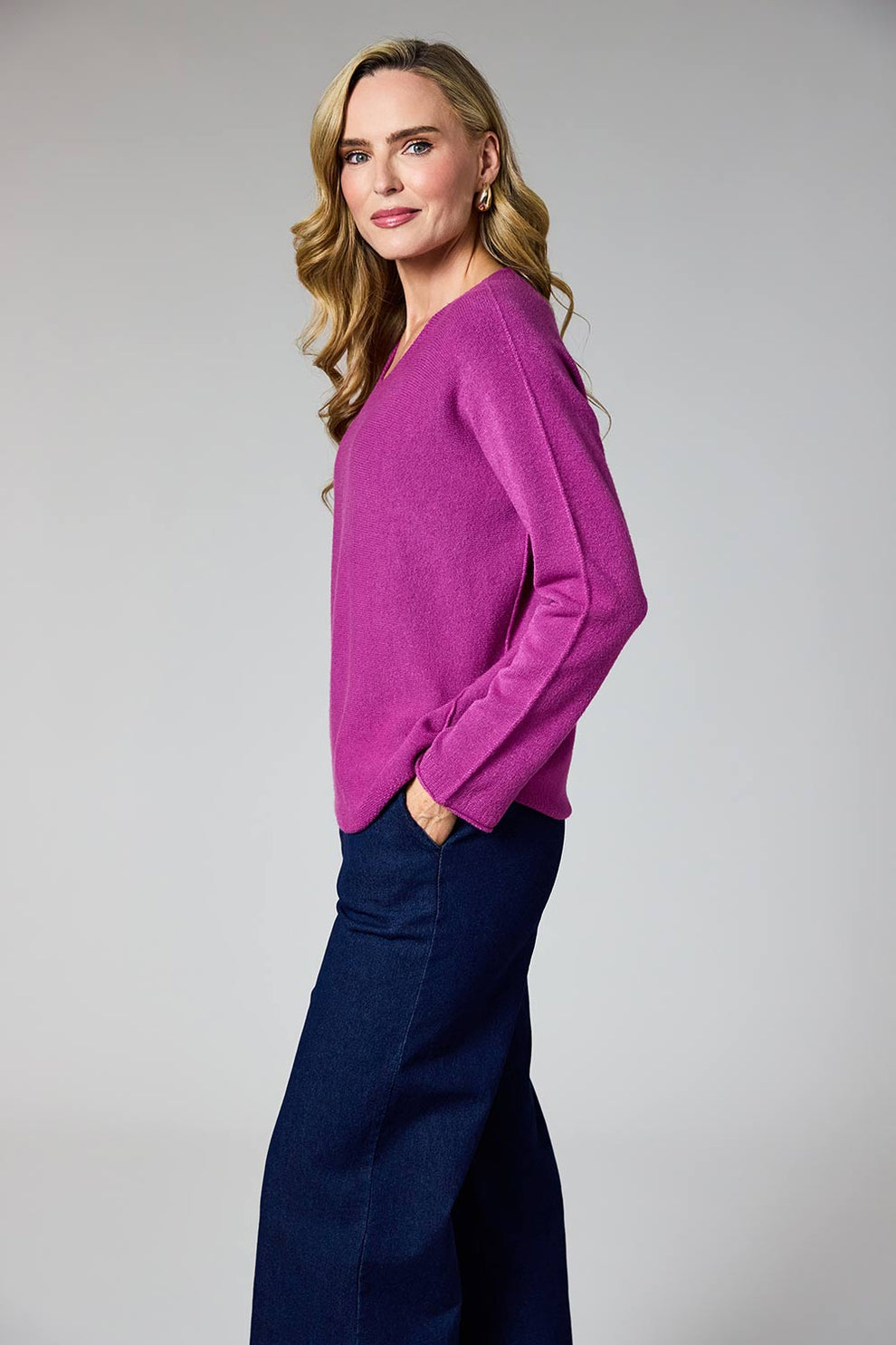 Magenta V Neck Knit - 603