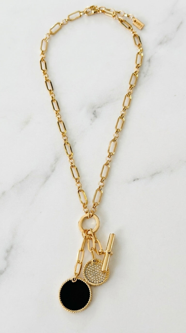 Gold T-Bar Pendant Necklace - 614