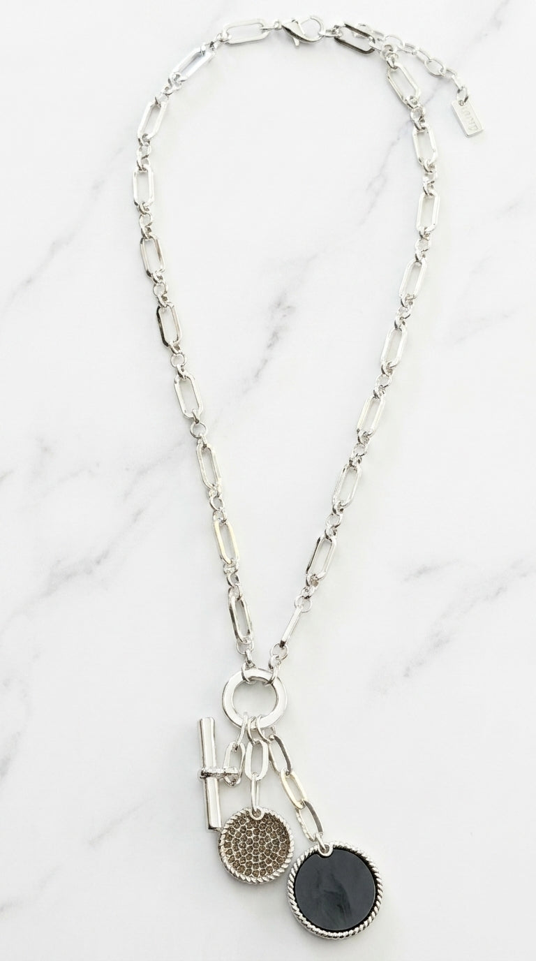 Silver T-Bar Pendant Necklace - 614