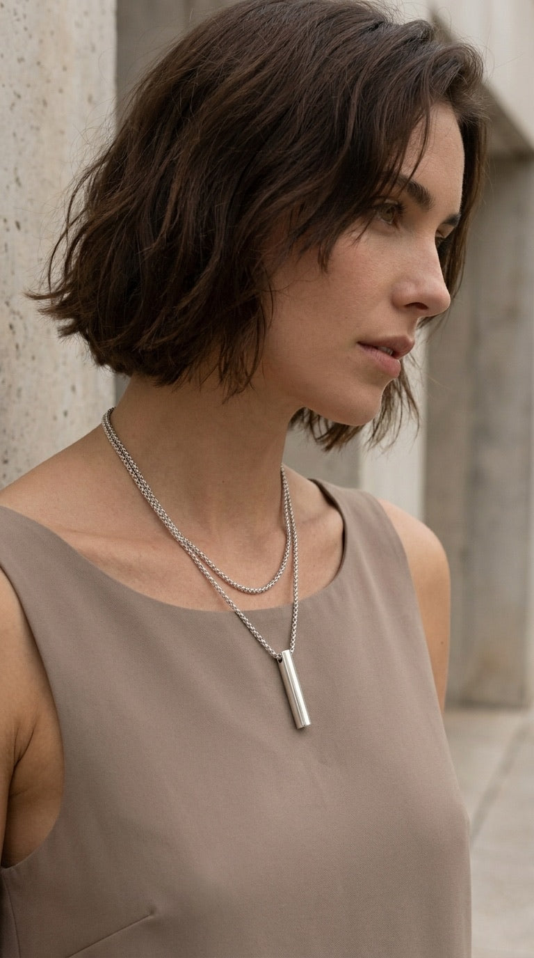 Silver Layer Pendant Necklace - 632