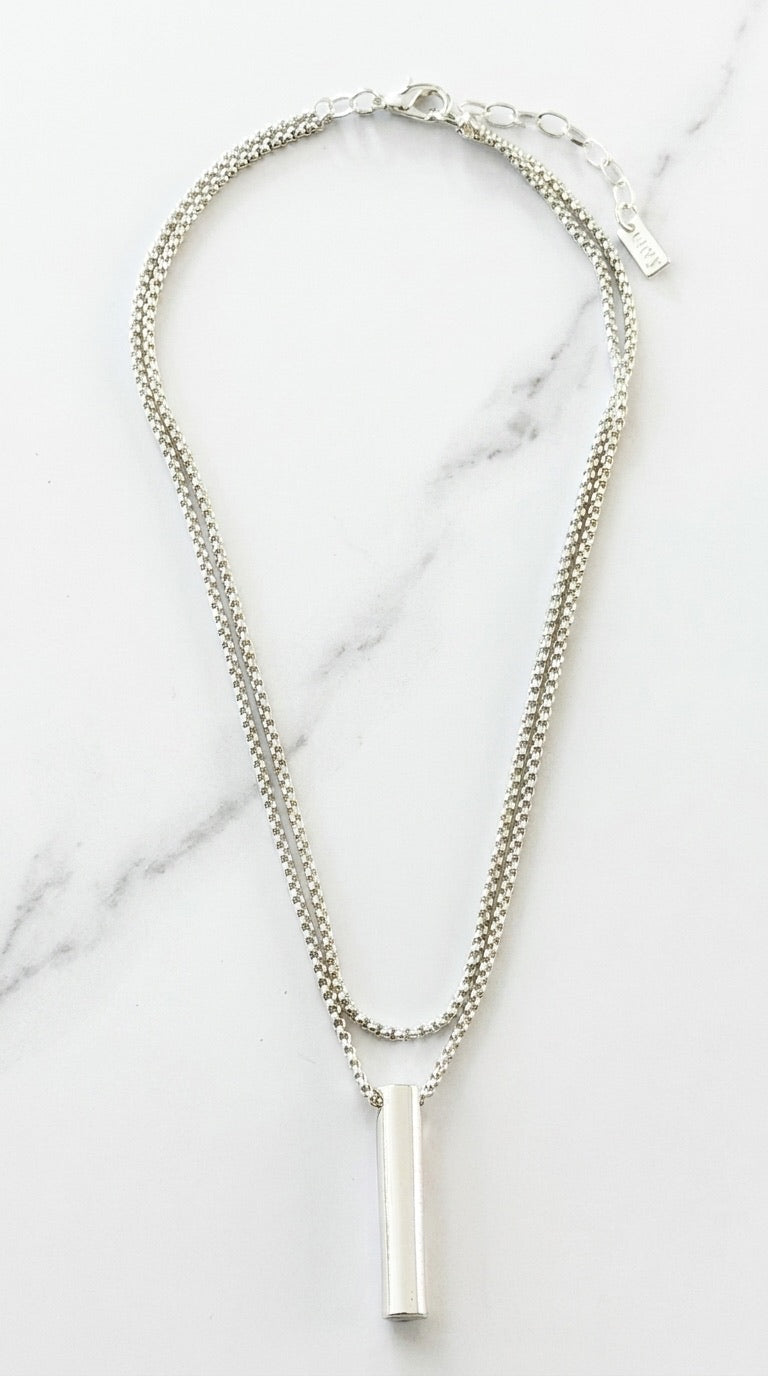 Silver Layer Pendant Necklace - 632