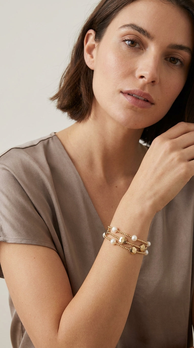 Gold Triple Layer Bracelet - 646
