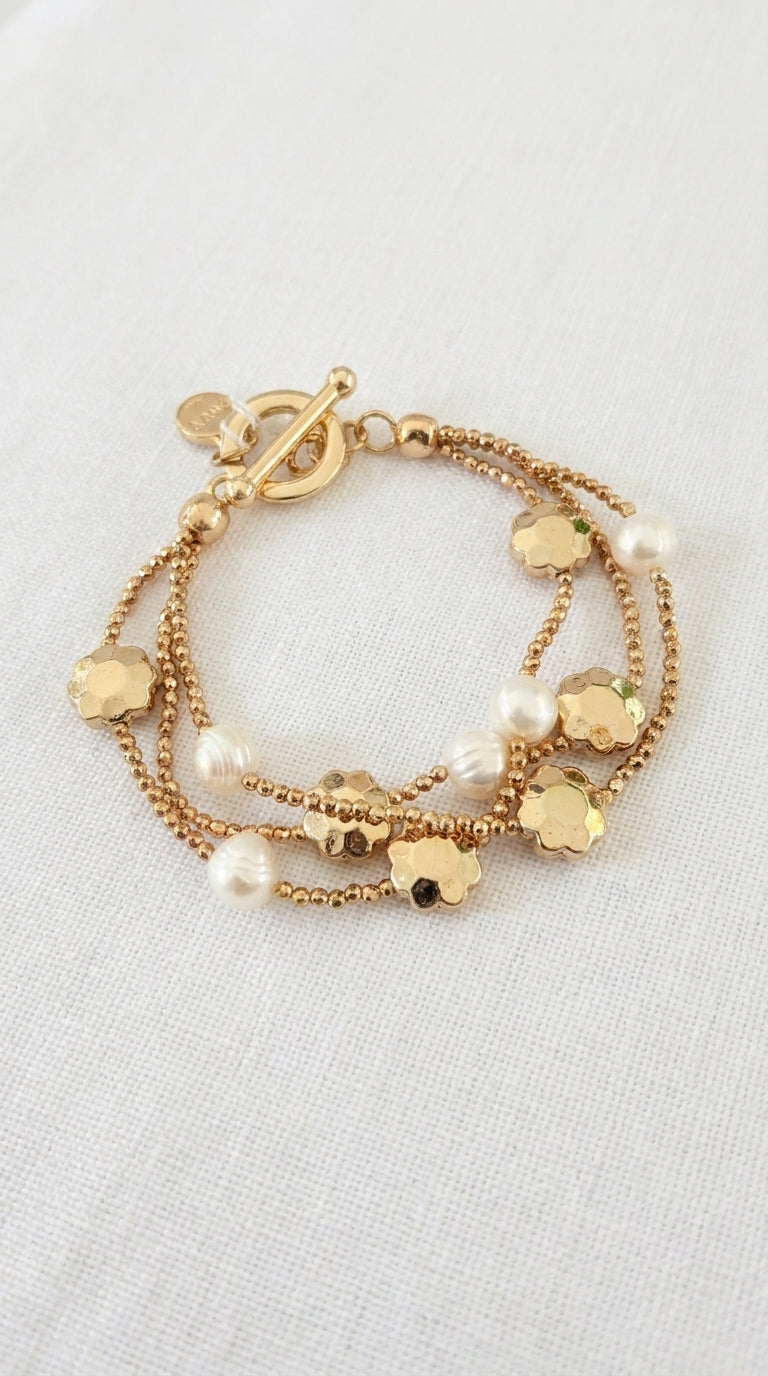 Gold Triple Layer Bracelet - 646