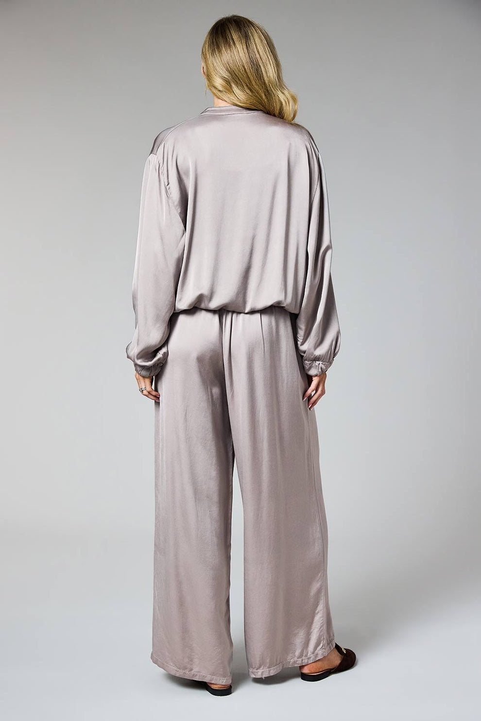 Taupe Satin Palazzo Pants - 6655P