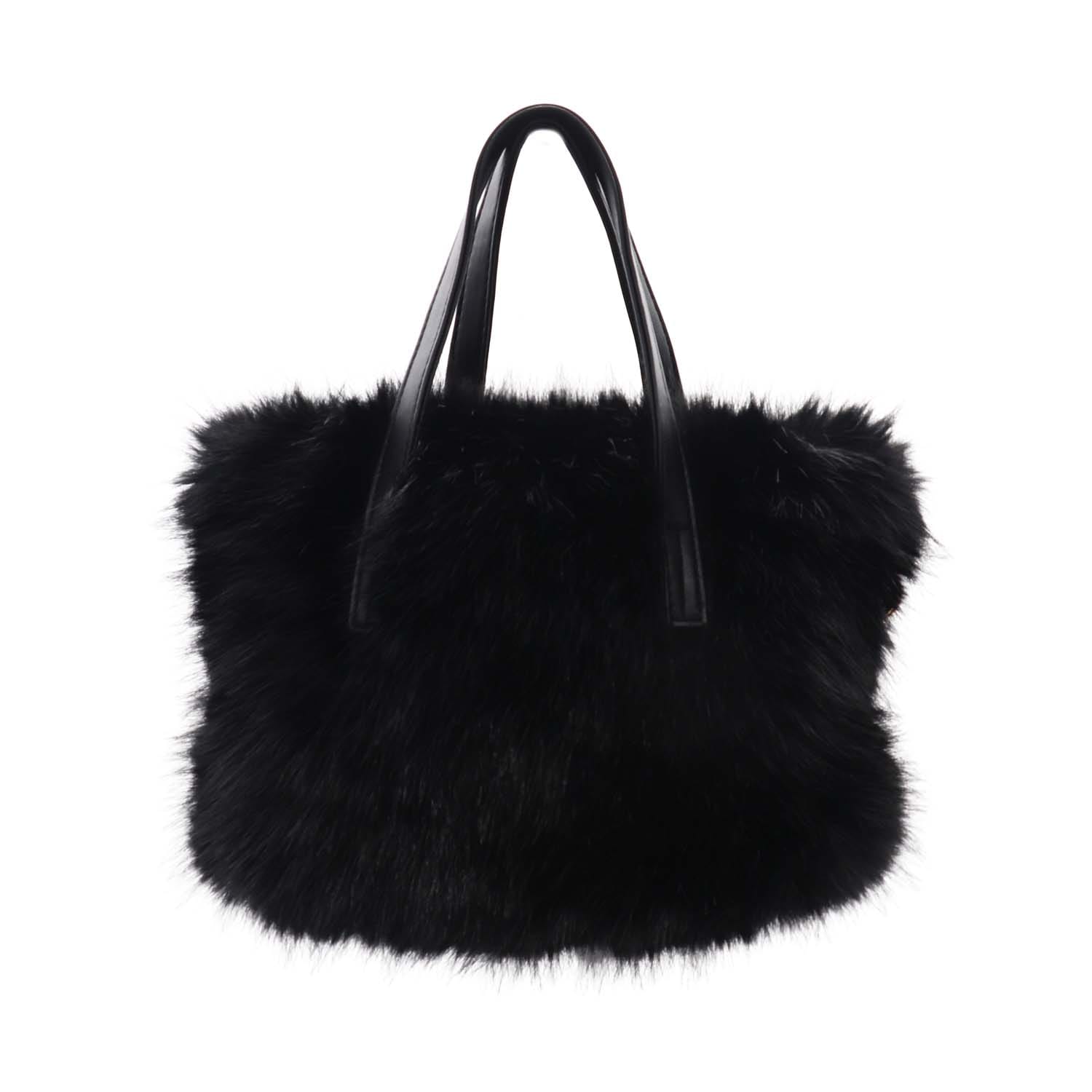 Black Faux Fur Bag - 7007901
