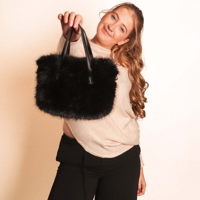 Black Faux Fur Bag - 7007901