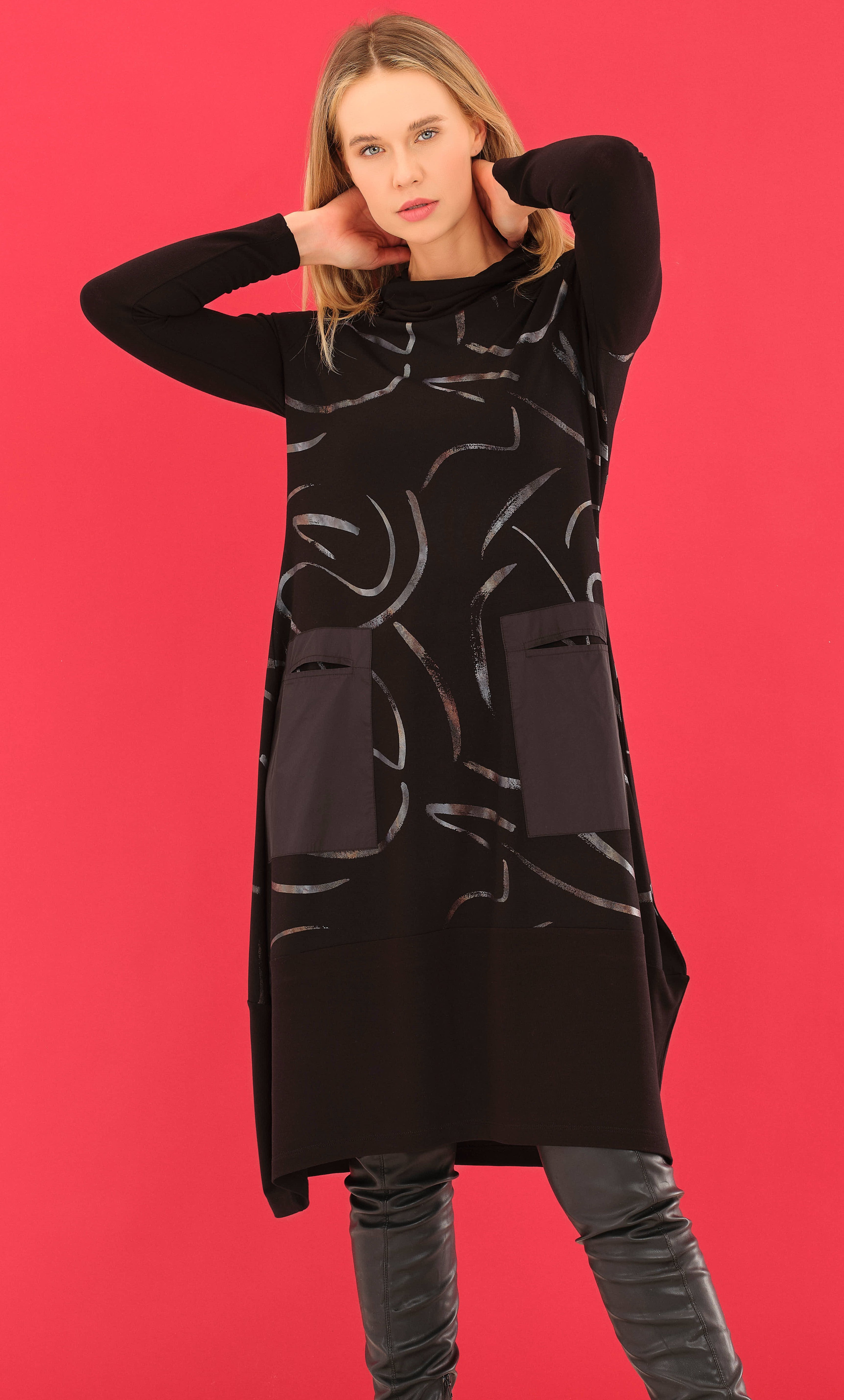 Black Print Dress - 75124
