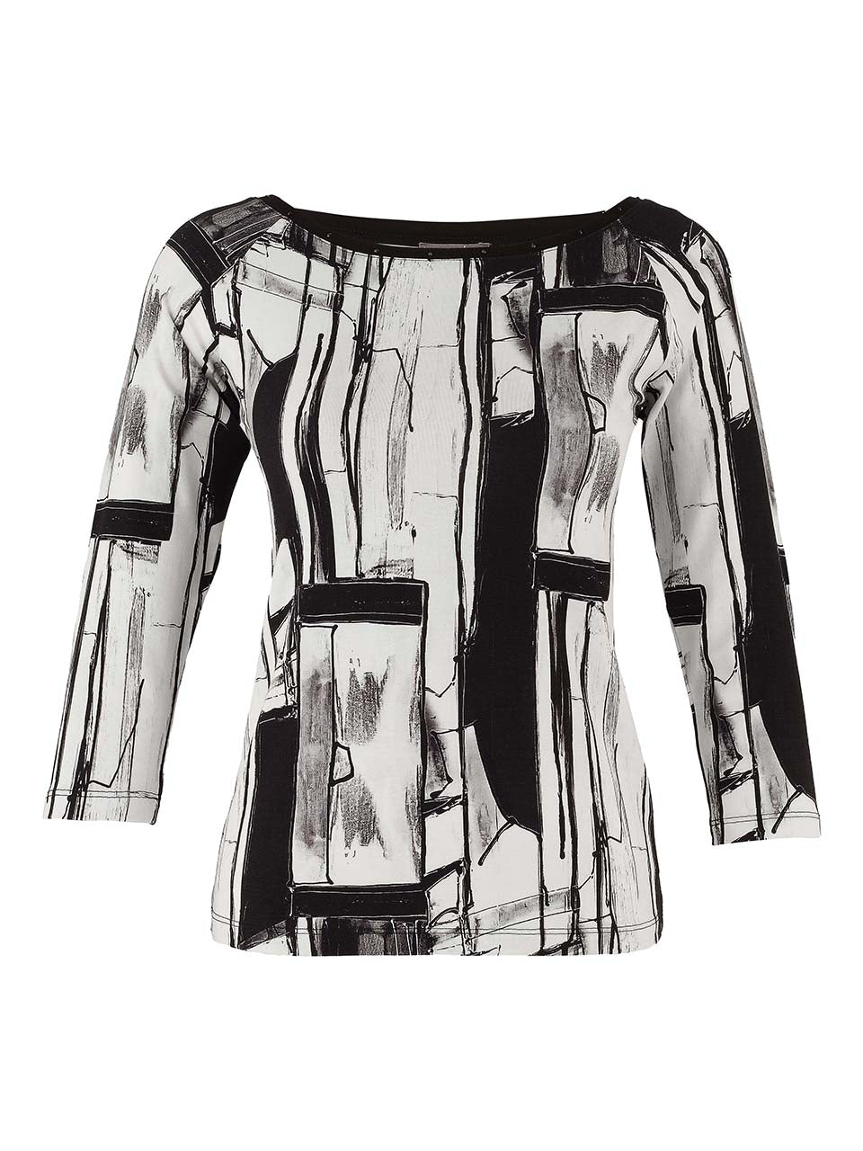 Monochrome Abstract Print Top - 75630