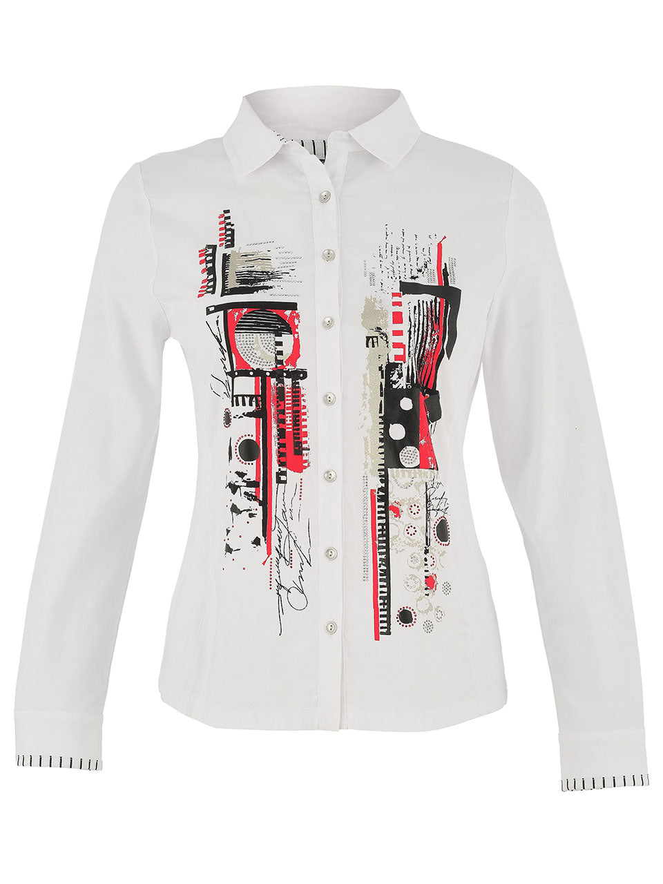 White Front Print Shirt - 75643