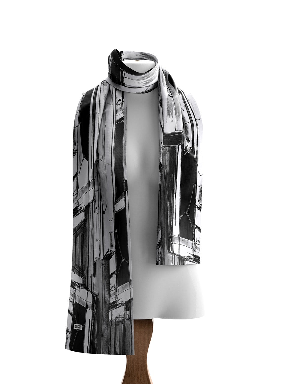 Monochrome Abstract Print Scarf - 75903