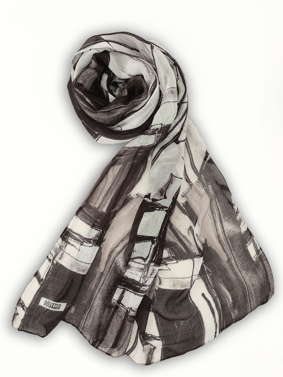 Monochrome Abstract Print Scarf - 75903
