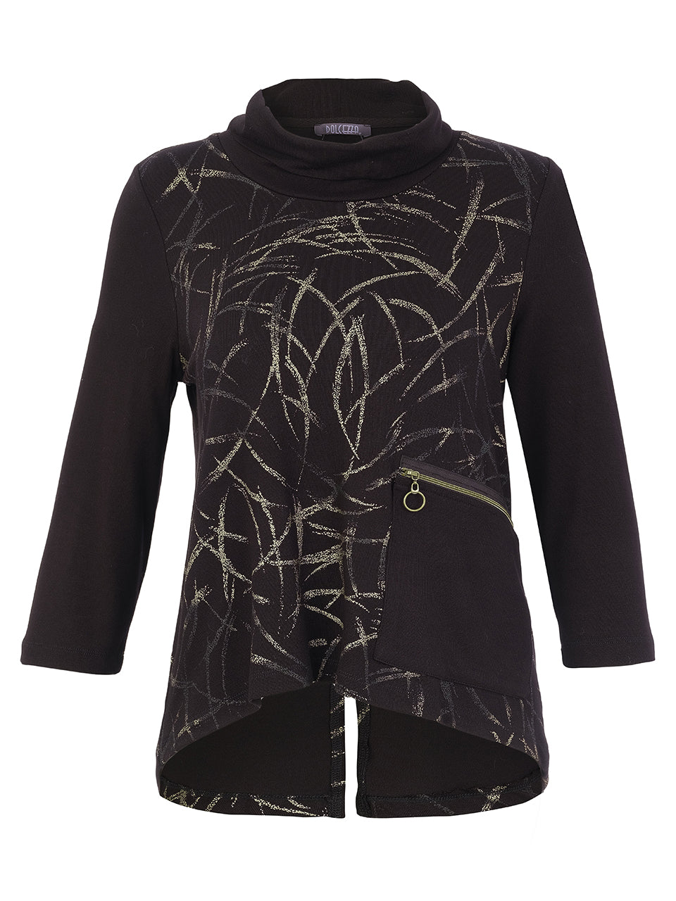 Living On The Edge Black Cowl Top - 76131