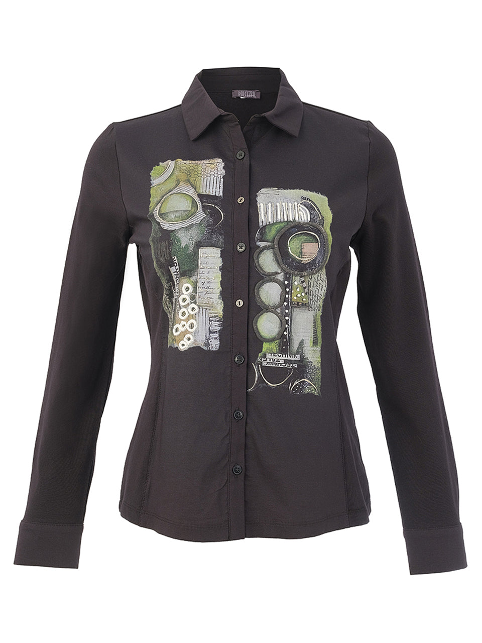 Black Front Print Shirt - 76268