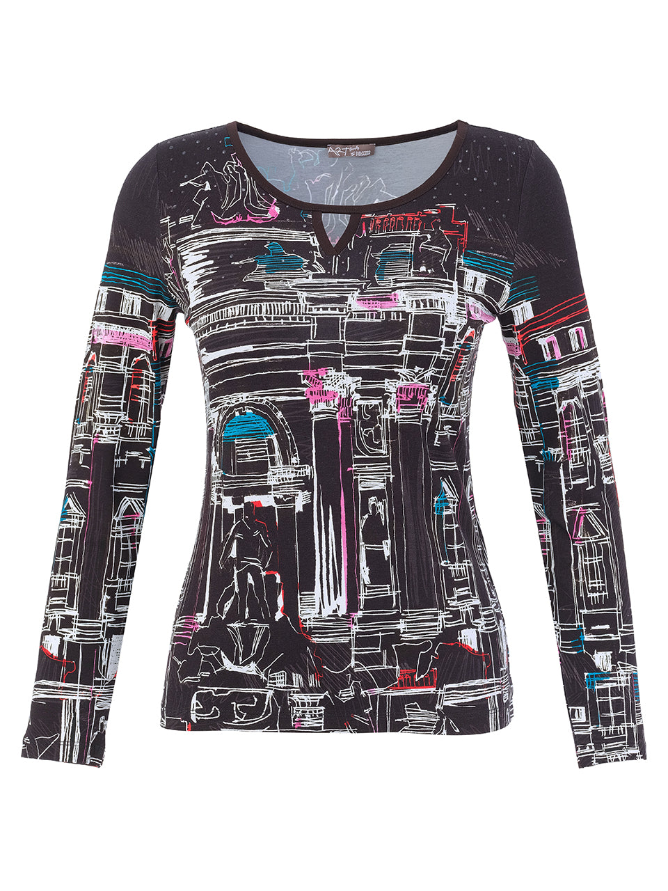 Trevi Black & Multi Print Top - 76640