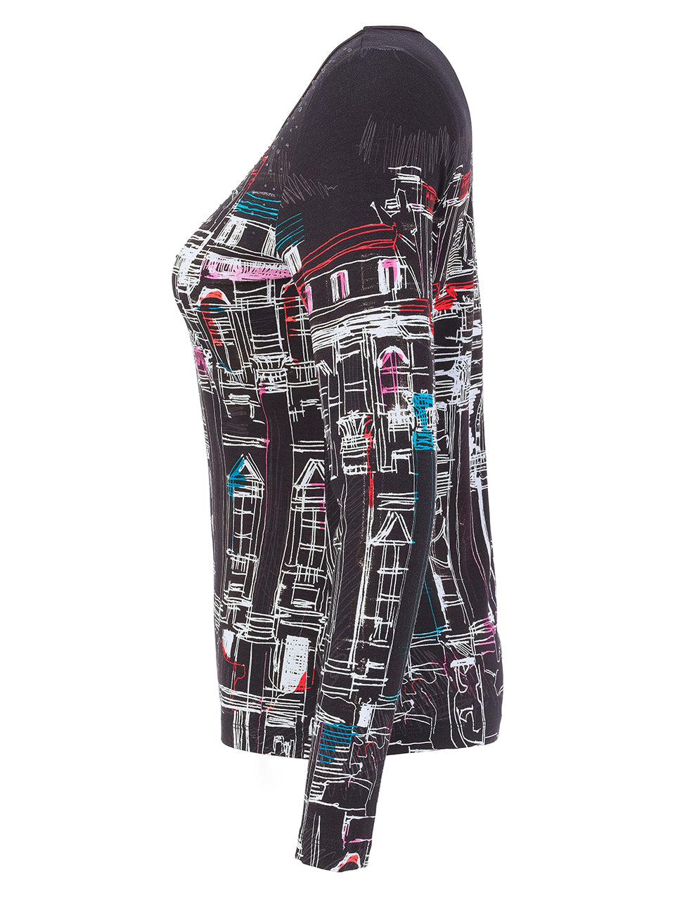 Trevi Black & Multi Print Top - 76640