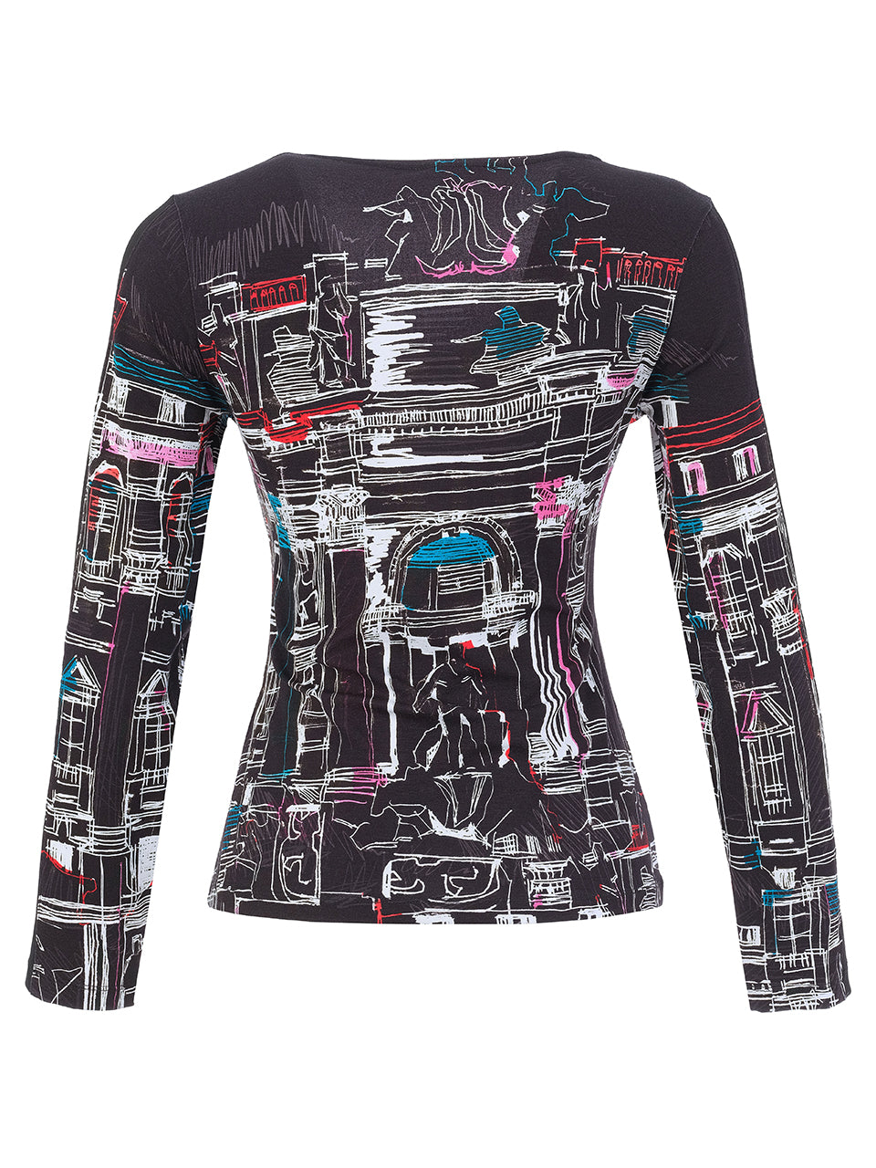 Trevi Black & Multi Print Top - 76641