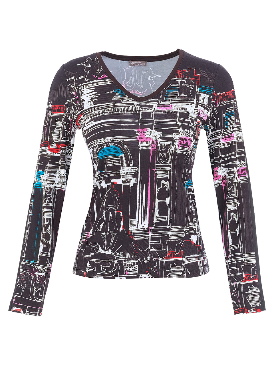 Trevi Black & Multi Print Top - 76641